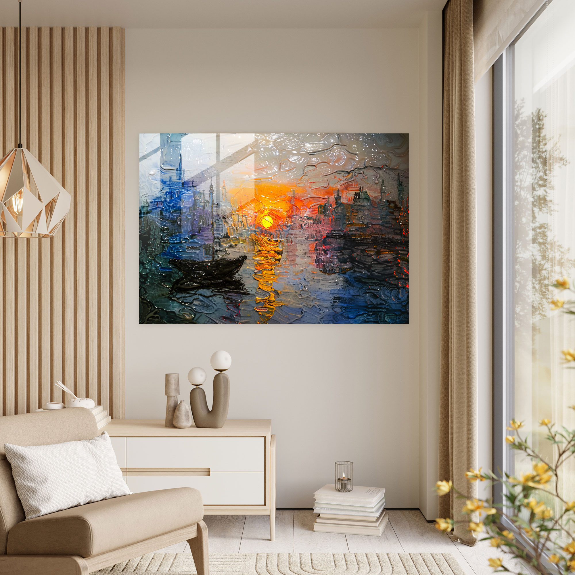 Claude Monet Impressionist Cityscape Glass Art - Claude Monet, Glass Wall Art, Modern Art, Wall Decoration