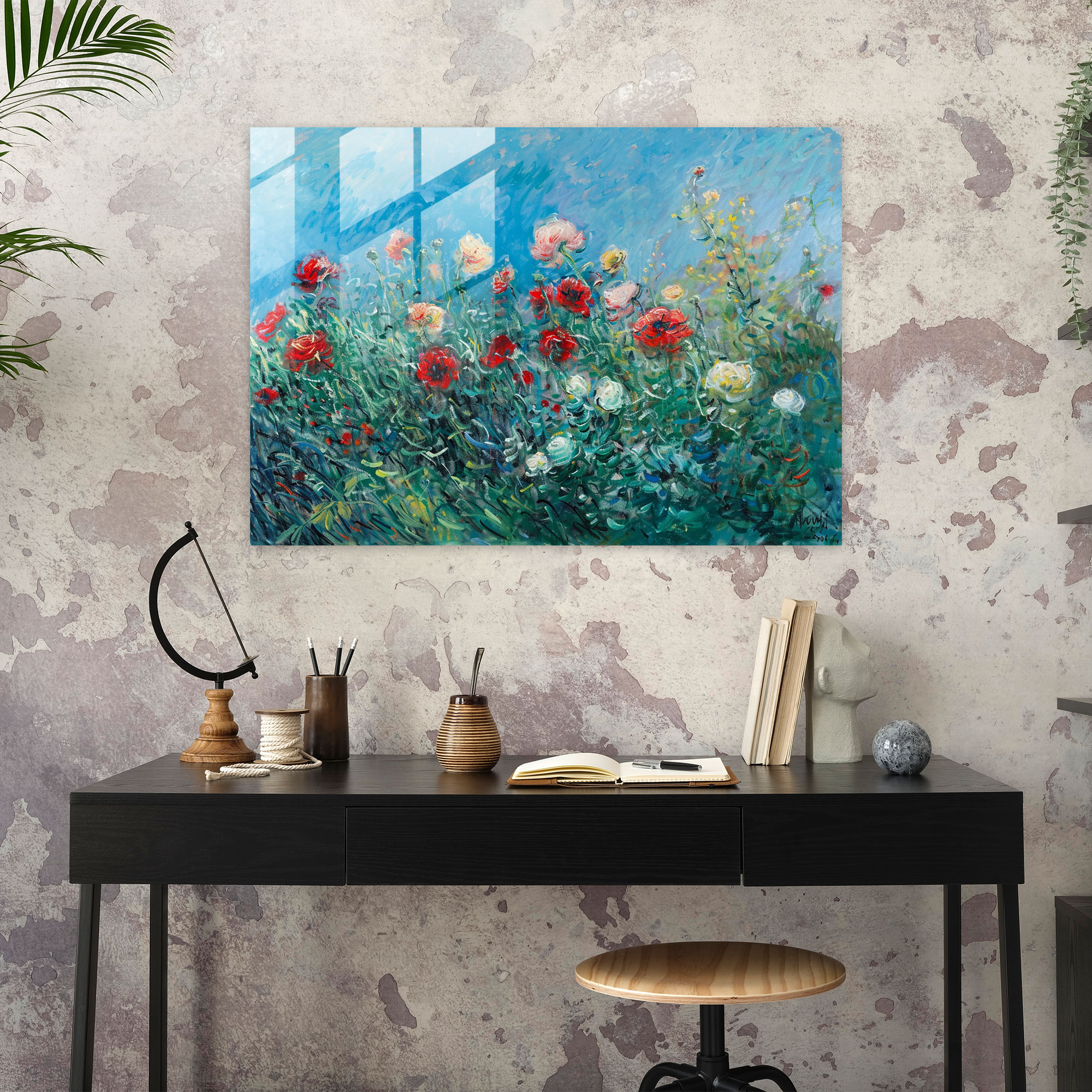 Claude Monet Flower Garden Glass Print - Claude Monet, Modern Art, Wall Decoration, Glass Art