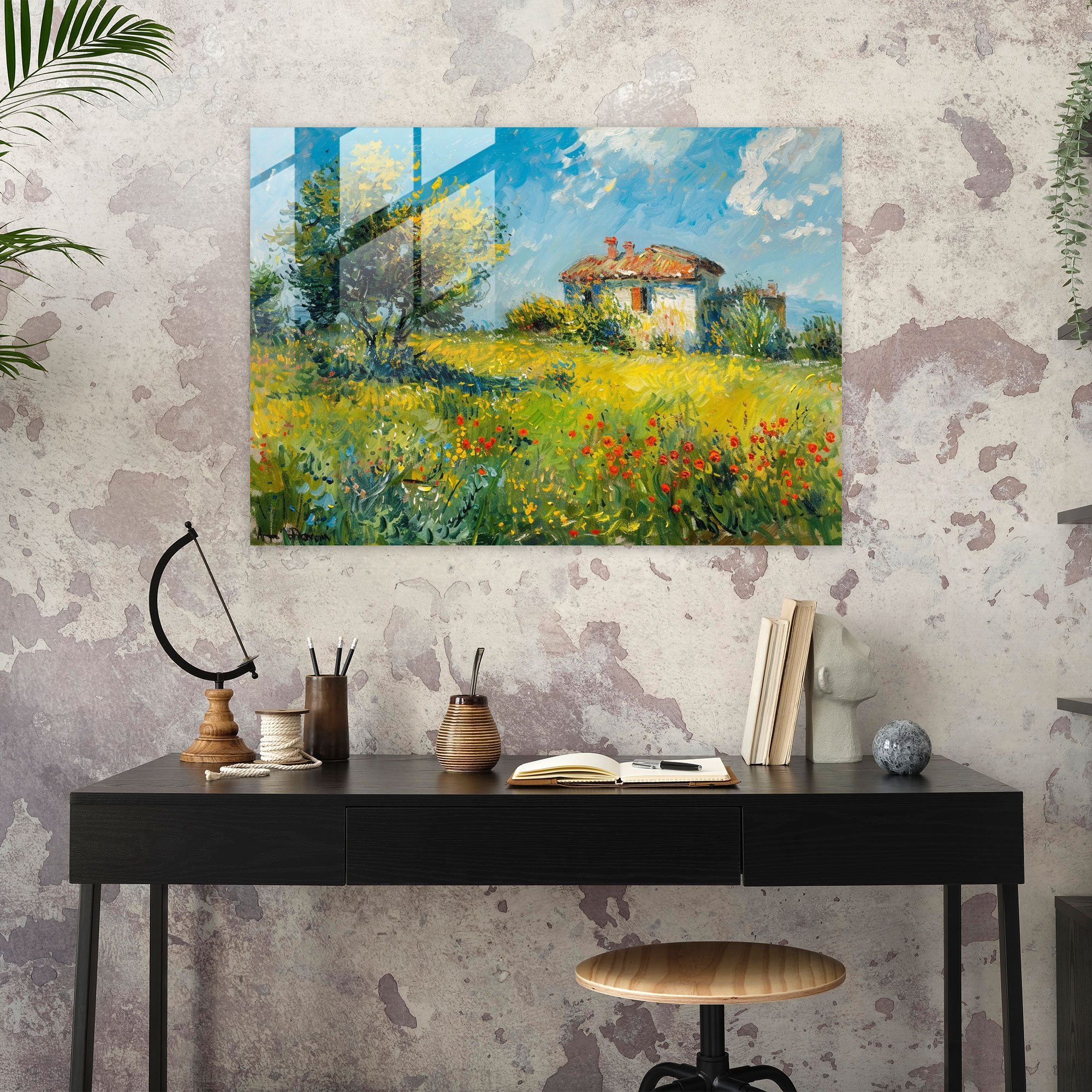 Claude Monet Impressionist Countryside Glass Print - Claude Monet, Modern Art, Glass Art, Claude Monet