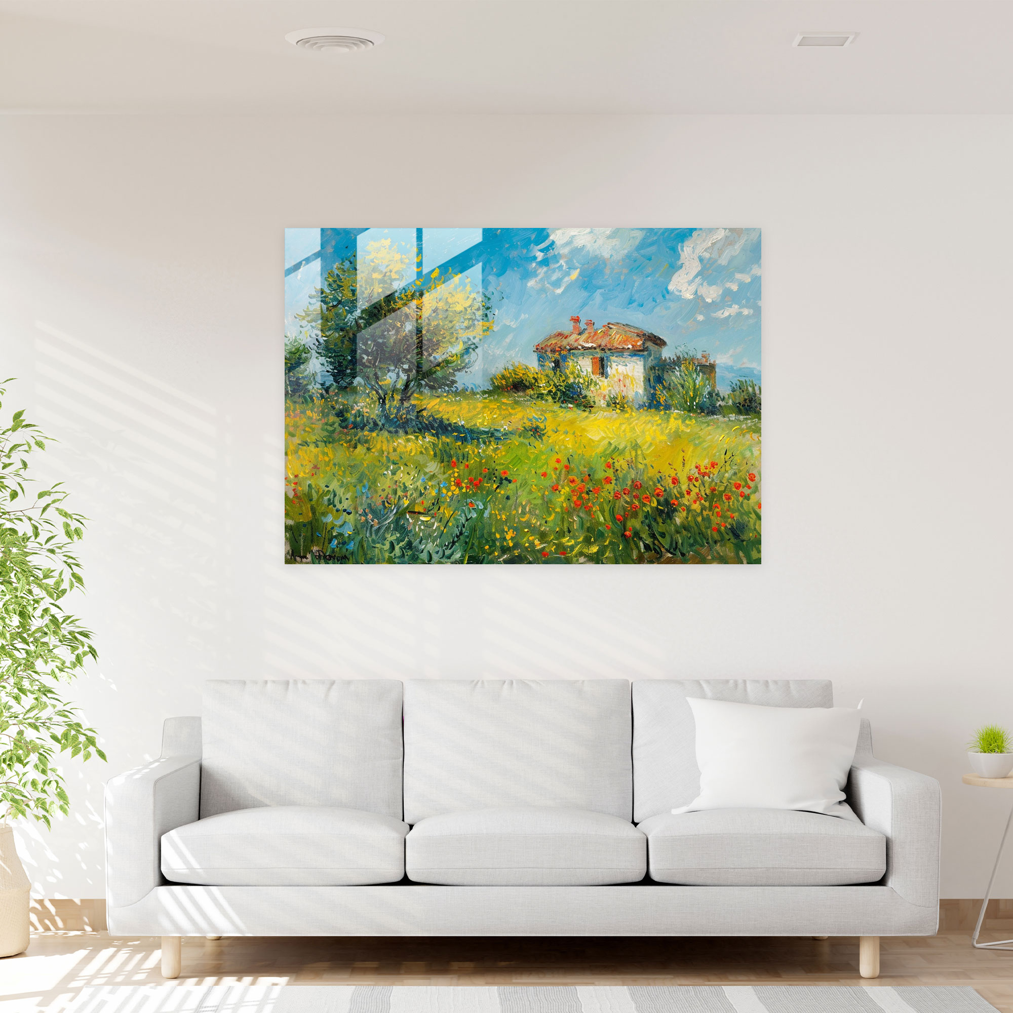 Claude Monet Impressionist Countryside Glass Print - Claude Monet, Modern Art, Glass Art, Claude Monet