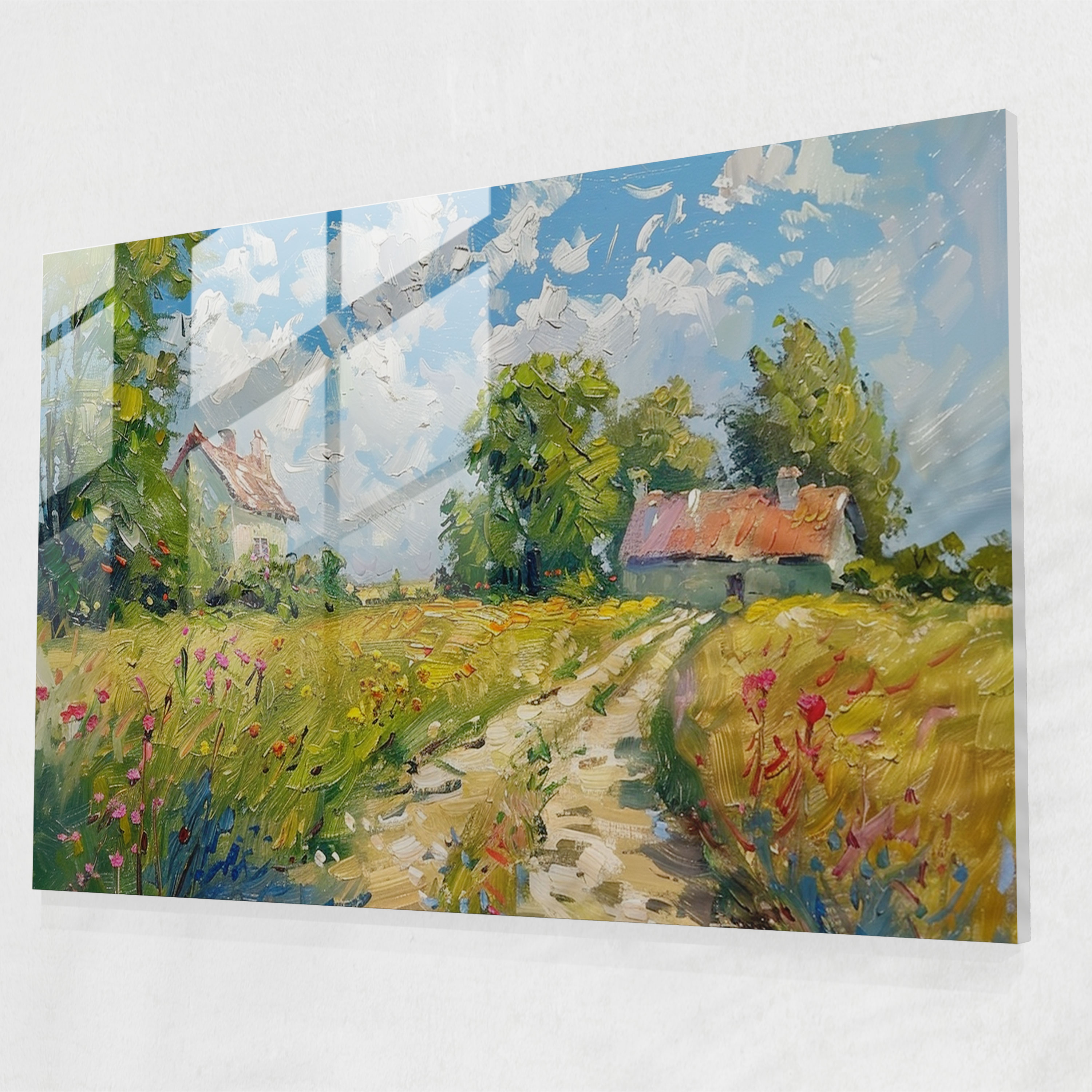 Sunny Countryside Glass Print - Claude Monet, Wall Decoration, Home Decoration, Glass Print