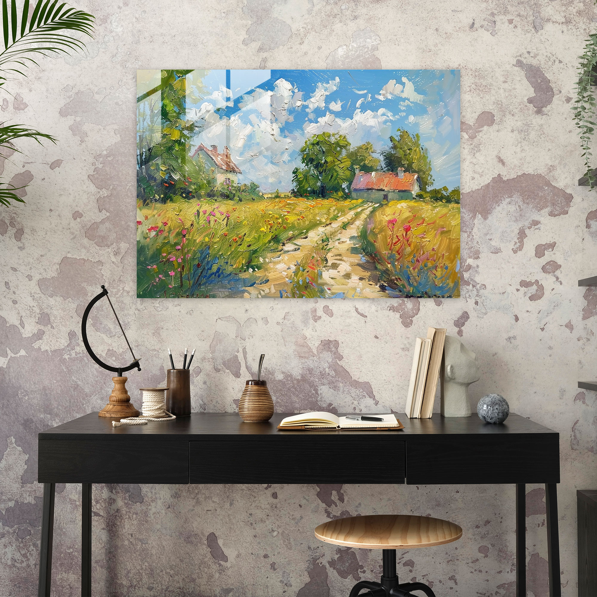 Sunny Countryside Glass Print - Claude Monet, Wall Decoration, Home Decoration, Glass Print