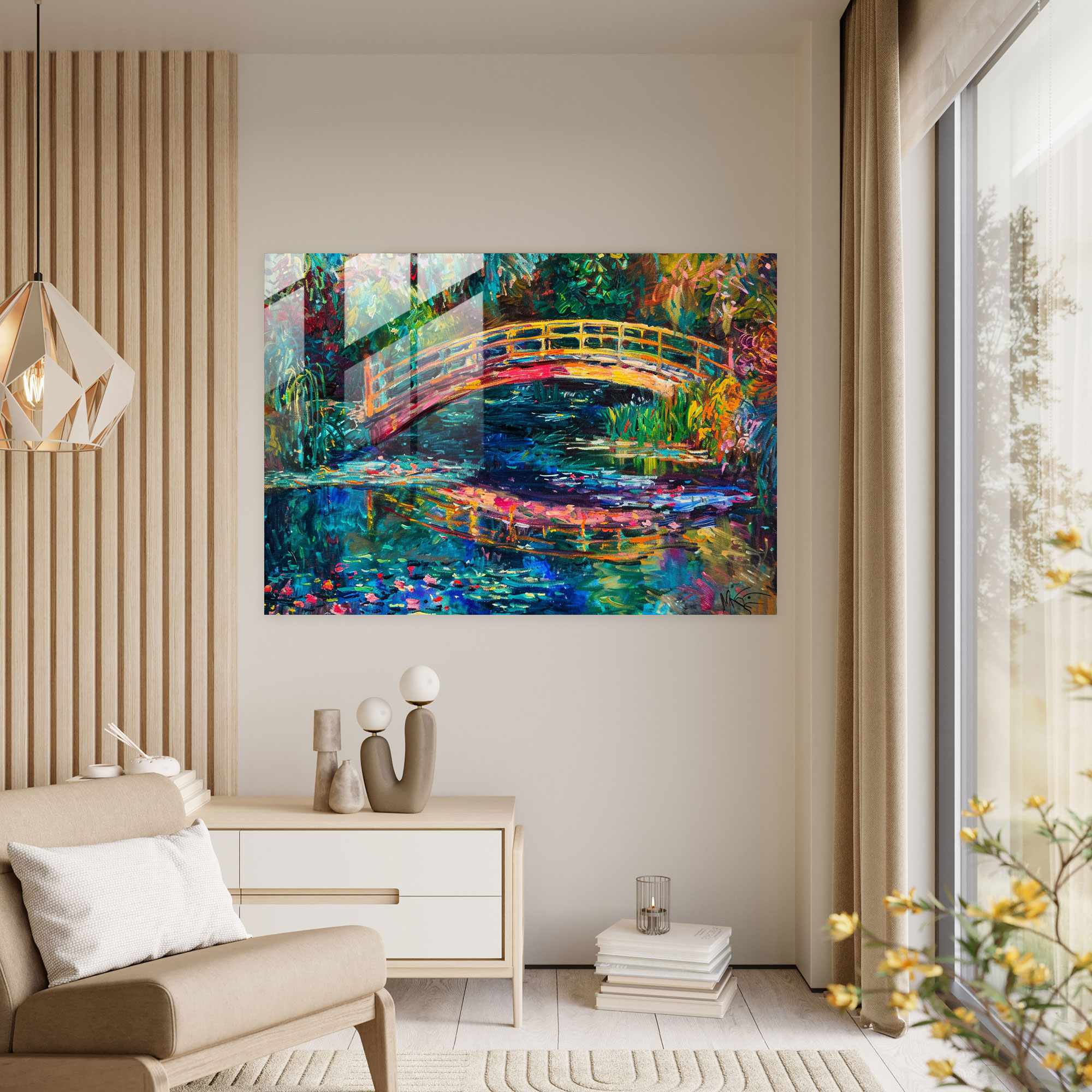 Bridge Over Water Glass Print - Claude Monet, Wall Decoration, Glass Art, Glass Wall Art