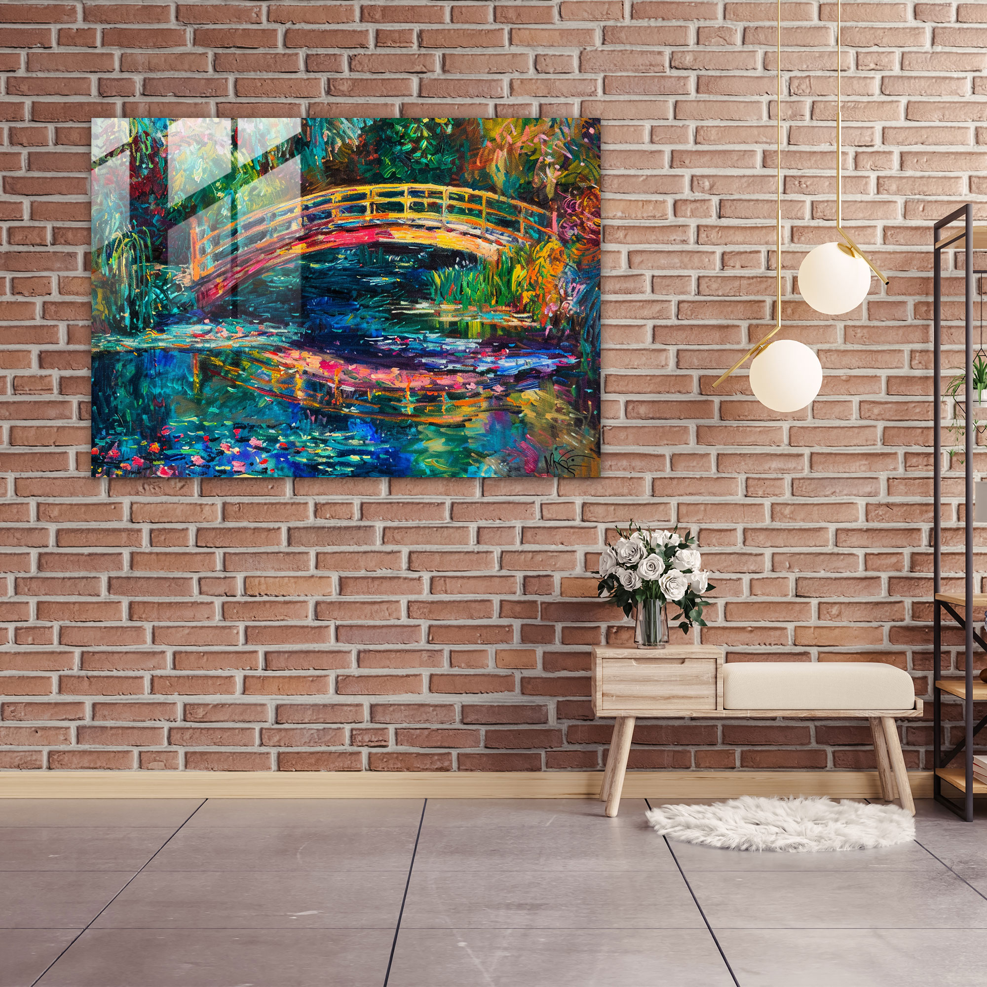 Bridge Over Water Glass Print - Claude Monet, Wall Decoration, Glass Art, Glass Wall Art