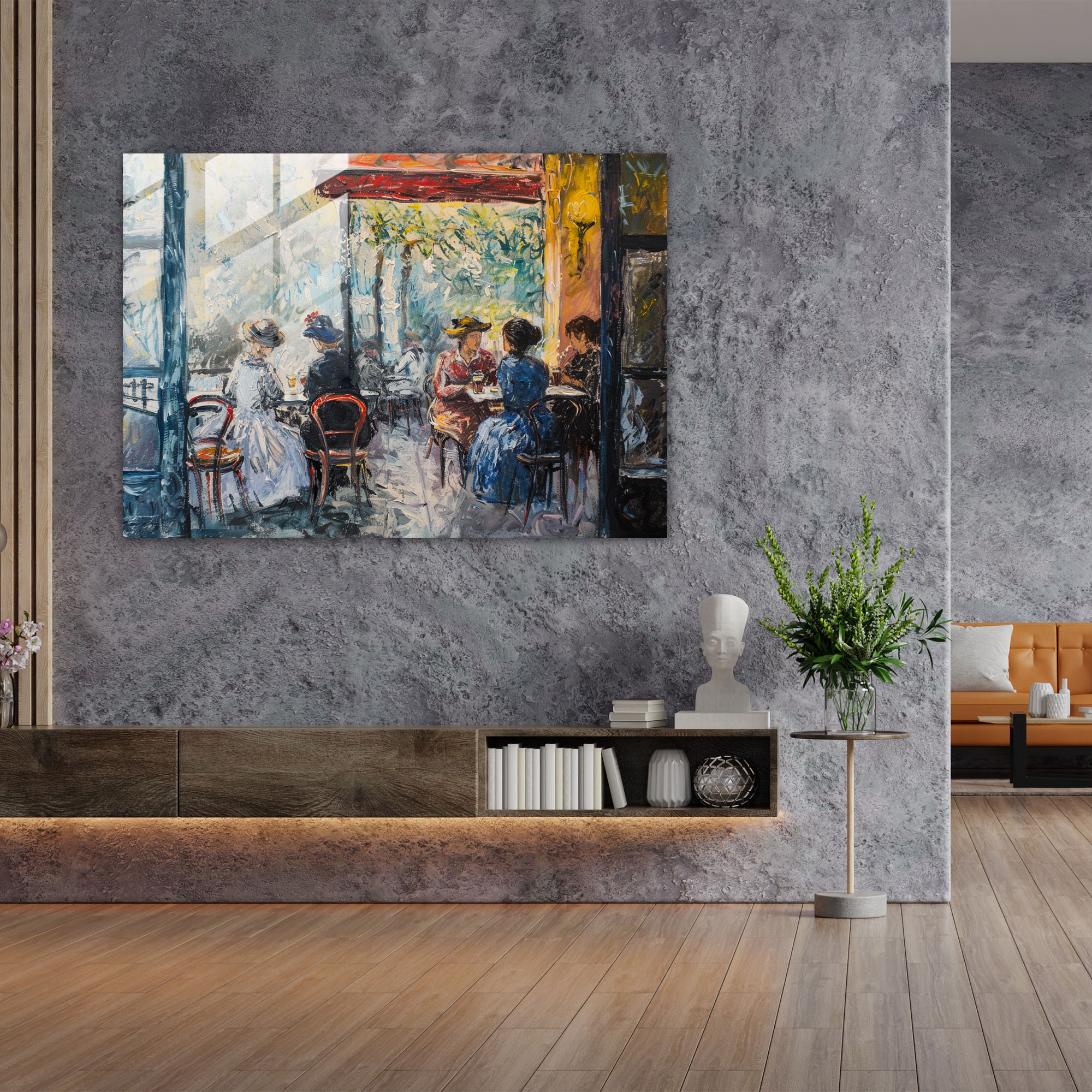 Claude Monet Glass Print - Parisian Cafe Scene - Claude Monet, Modern Art, Home Decoration, Glass Art