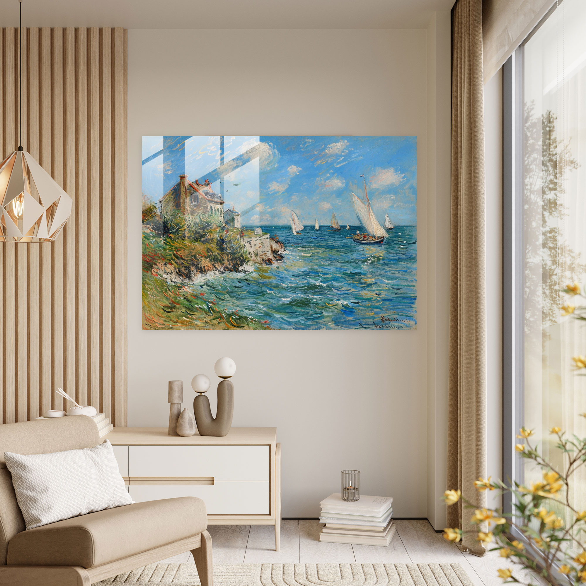 Claude Monet Wall Decoration - Seaside Landscape - Claude Monet, Landscape, Glass Wall Art, Home Decoration