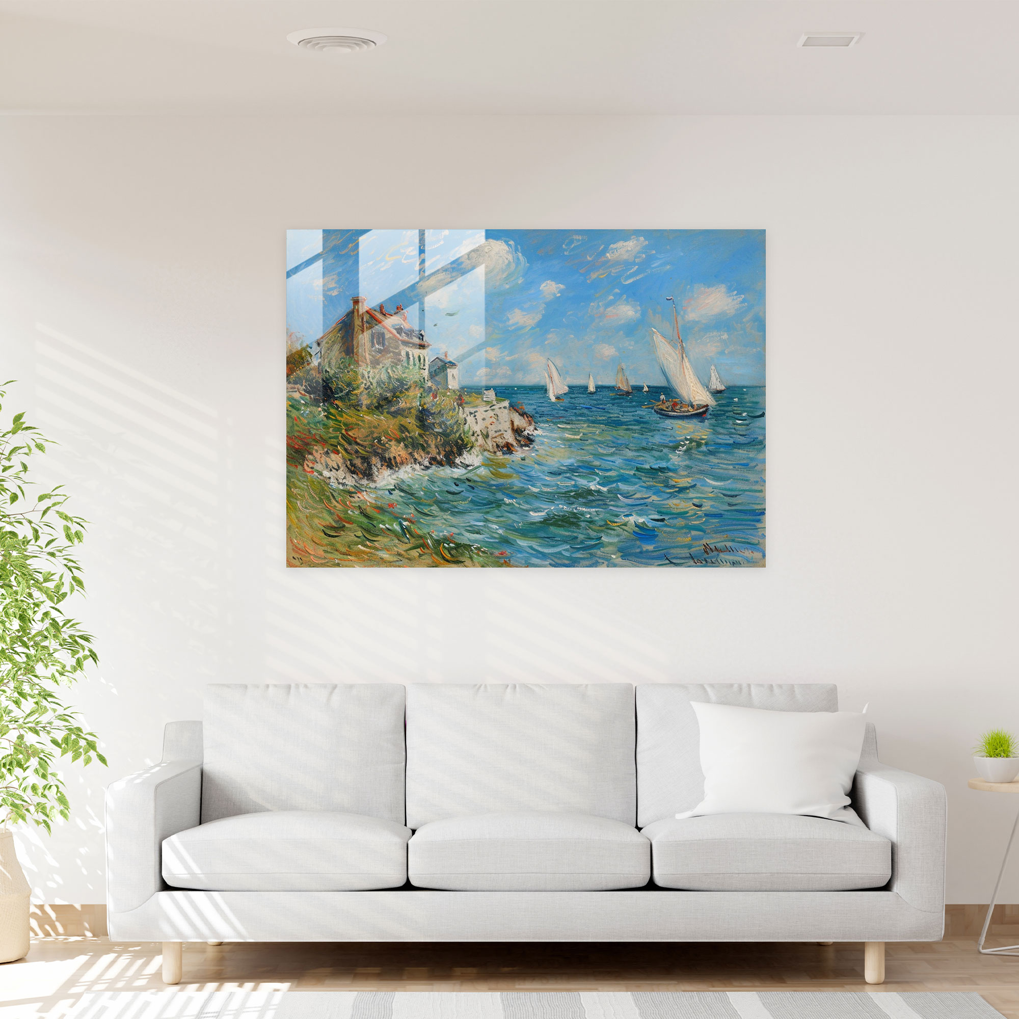Claude Monet Wall Decoration - Seaside Landscape - Claude Monet, Landscape, Glass Wall Art, Home Decoration