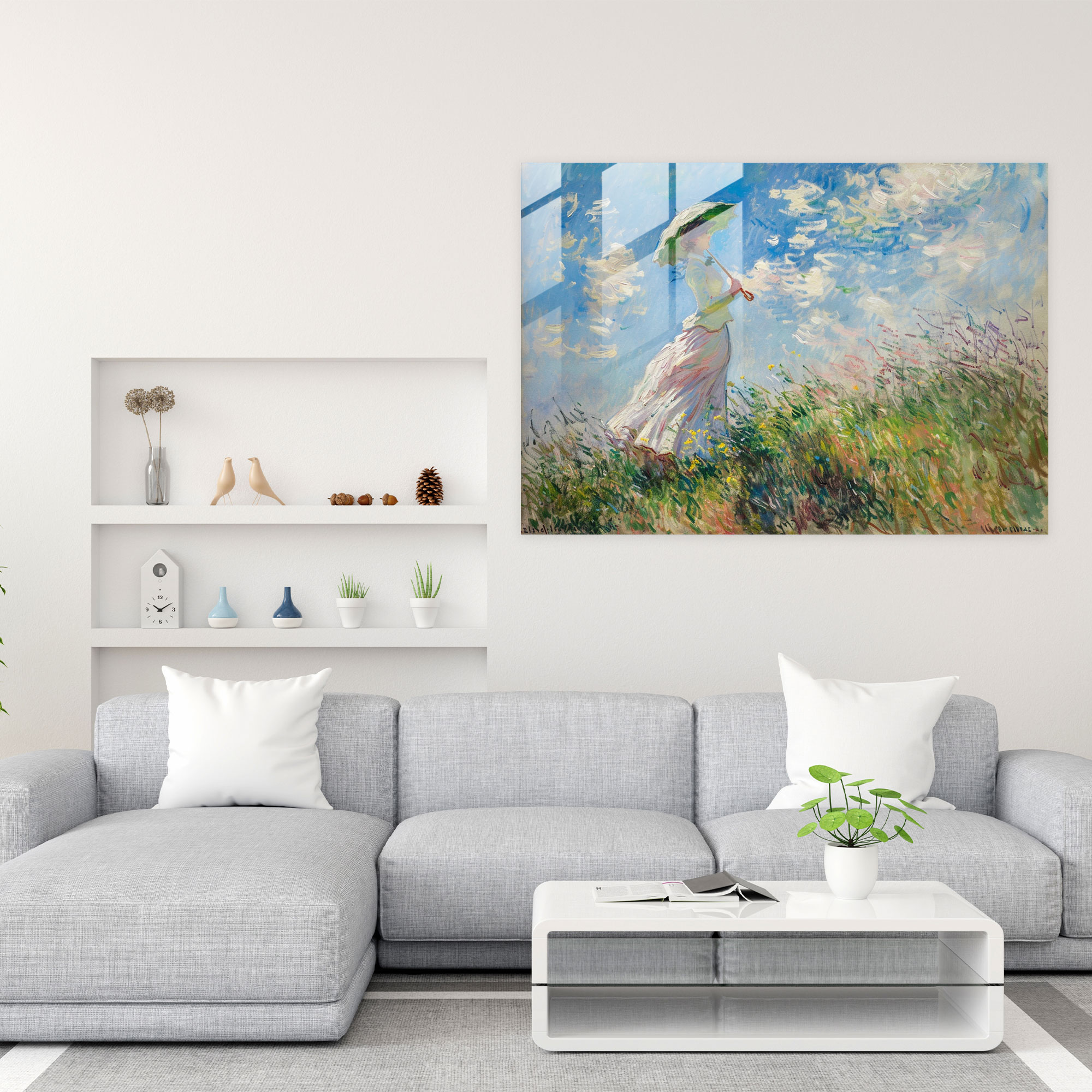 Claude Monet Glass Art - Woman With Parasol - Claude Monet, Woman, Glass Print, Home Decoration