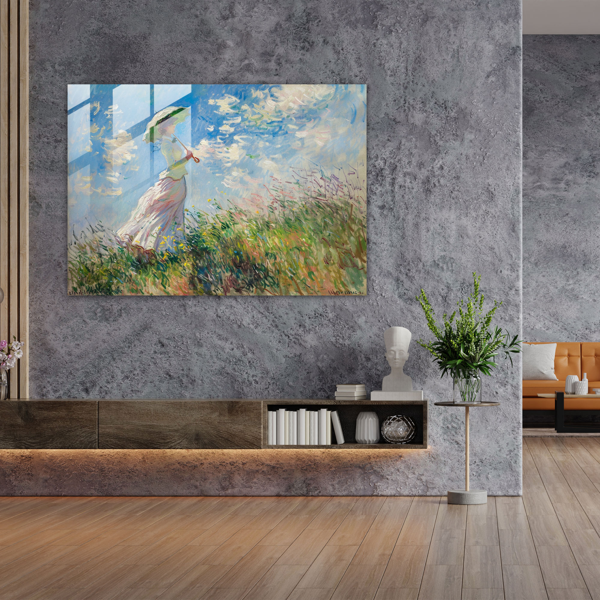 Claude Monet Glass Art - Woman With Parasol - Claude Monet, Woman, Glass Print, Home Decoration