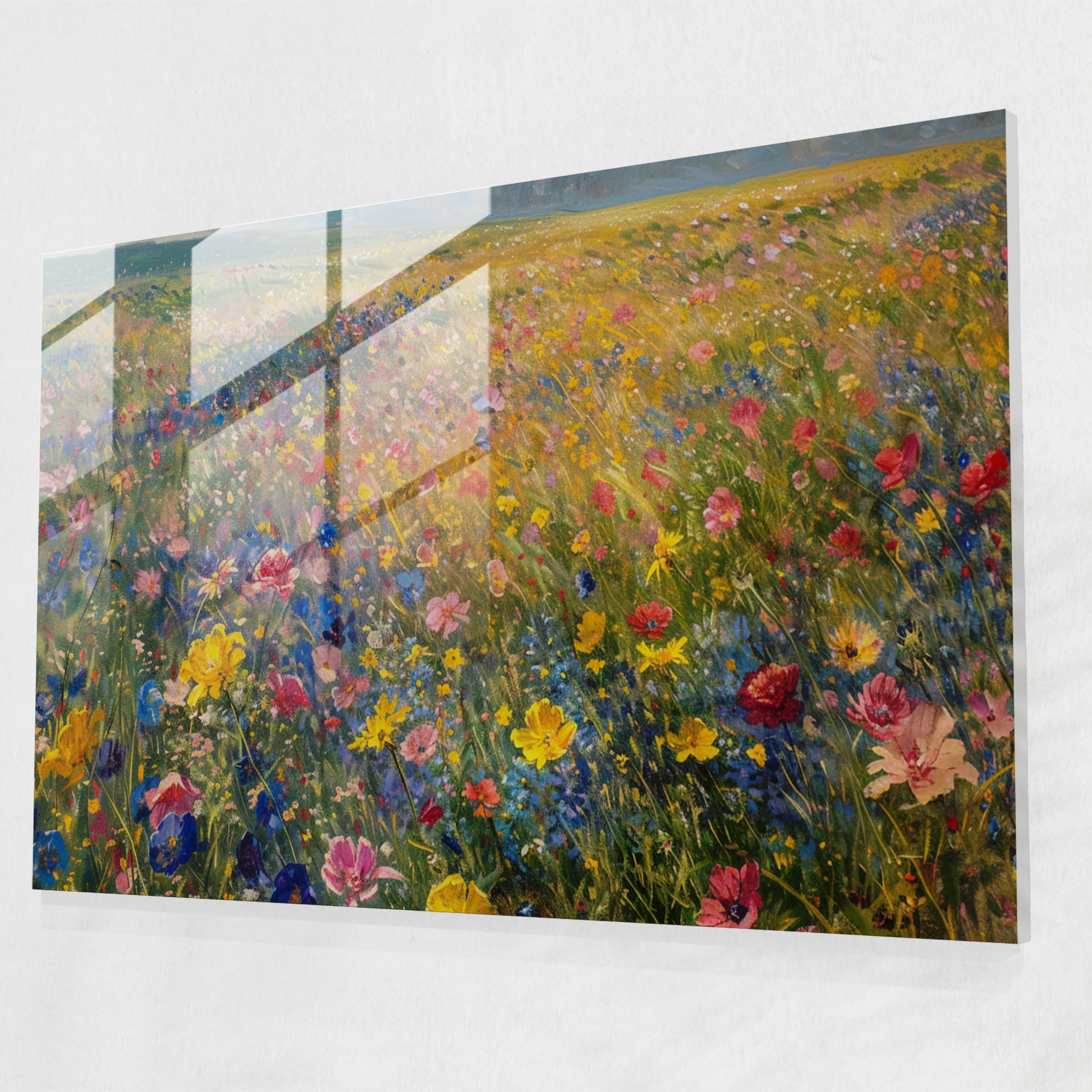 Claude Monet Glass Print - Fields Of Flowers - Claude Monet, Claude Monet, Fields, Glass Art