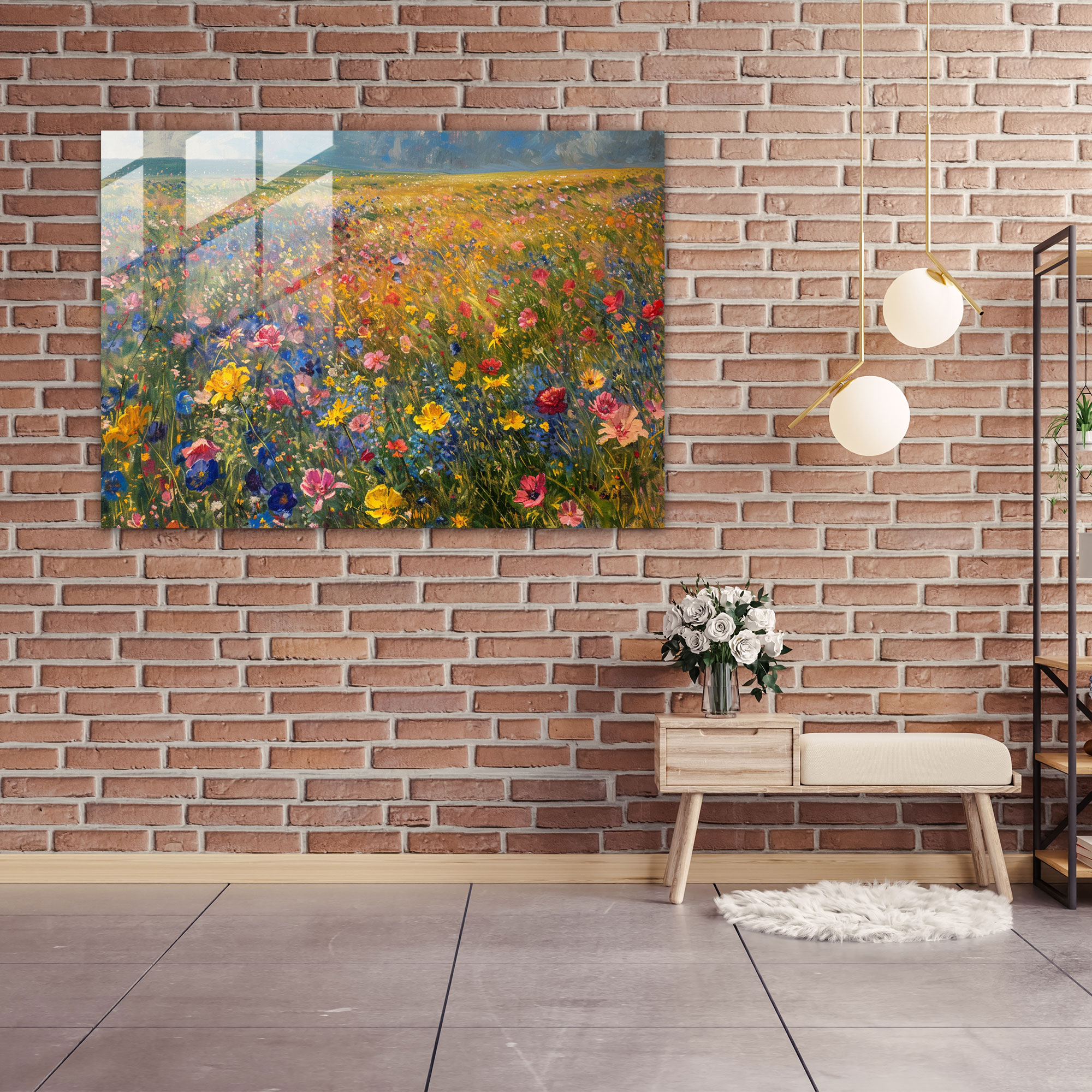 Claude Monet Glass Print - Fields Of Flowers - Claude Monet, Claude Monet, Fields, Glass Art