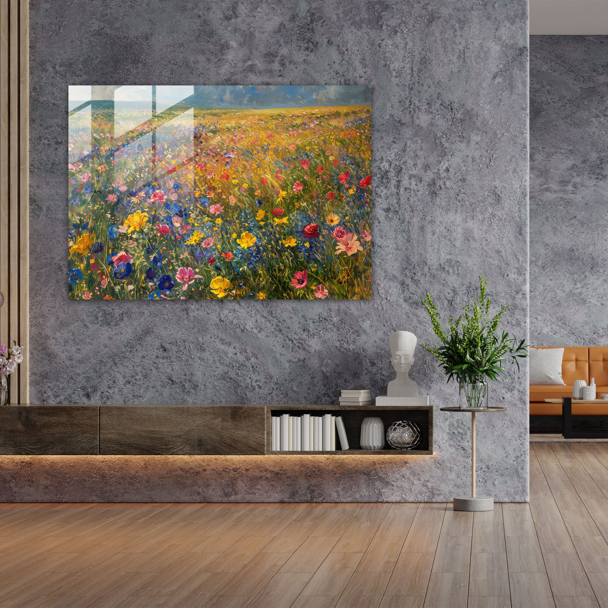 Claude Monet Glass Print - Fields Of Flowers - Claude Monet, Claude Monet, Fields, Glass Art