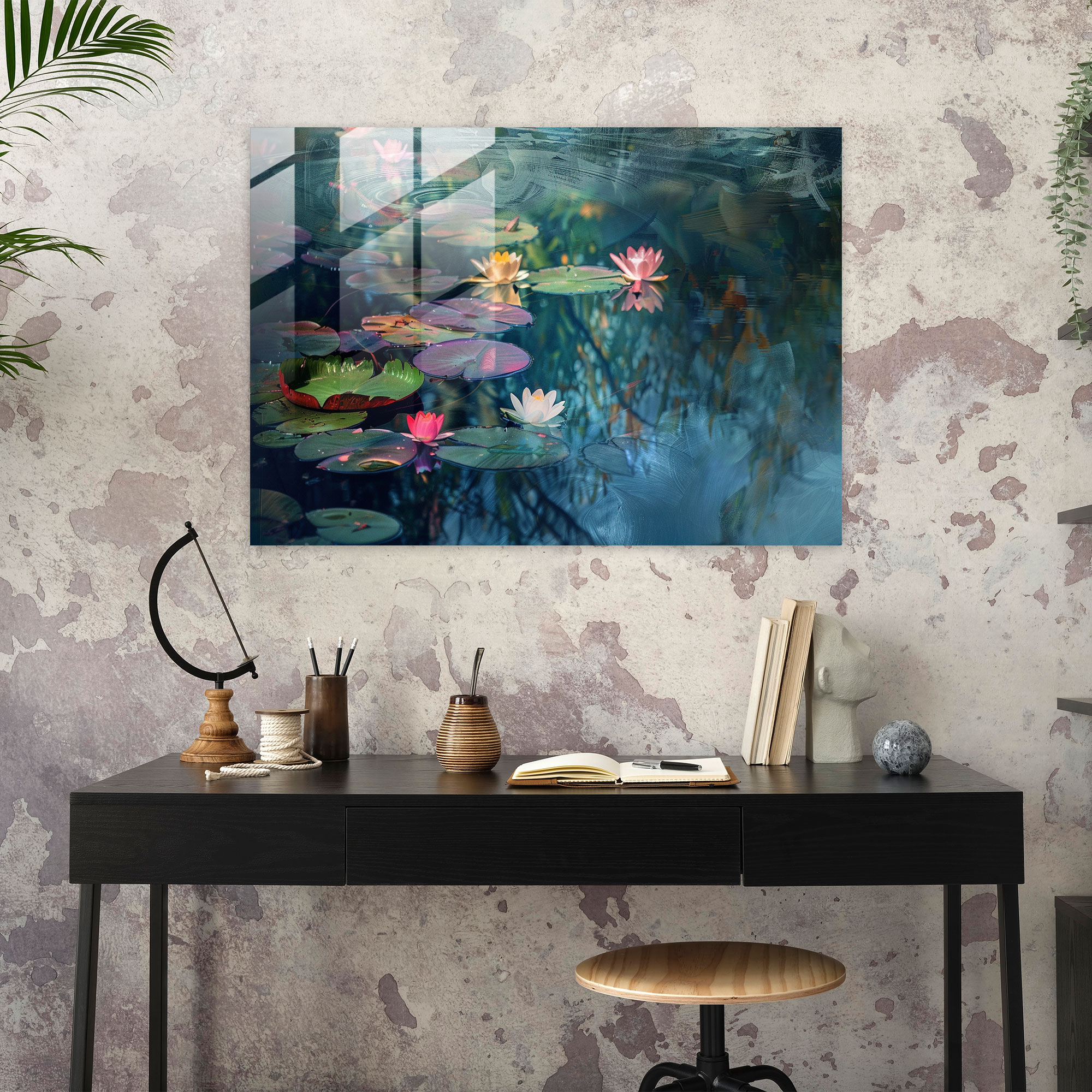Claude Monet Water Lily Pond Glass Print - Claude Monet, Wall Decoration, Glass Art, Claude Monet