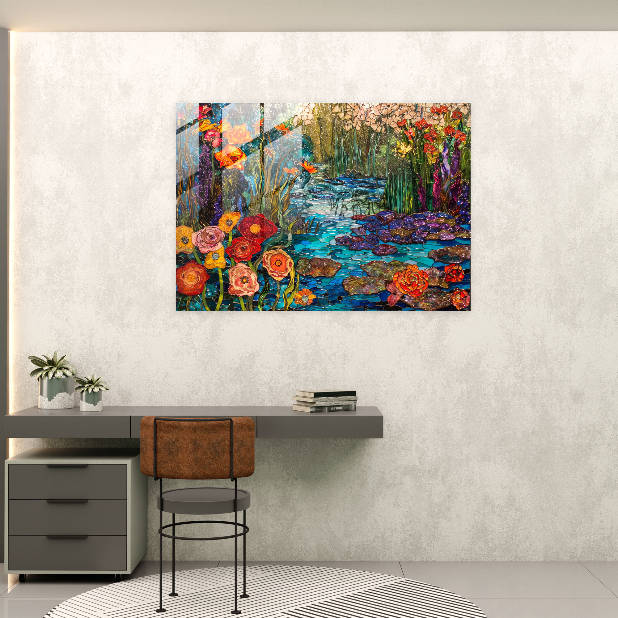 Claude Monet Garden Scene Glass Wall Art - Claude Monet, Claude Monet, Glass Wall Art, Modern Art