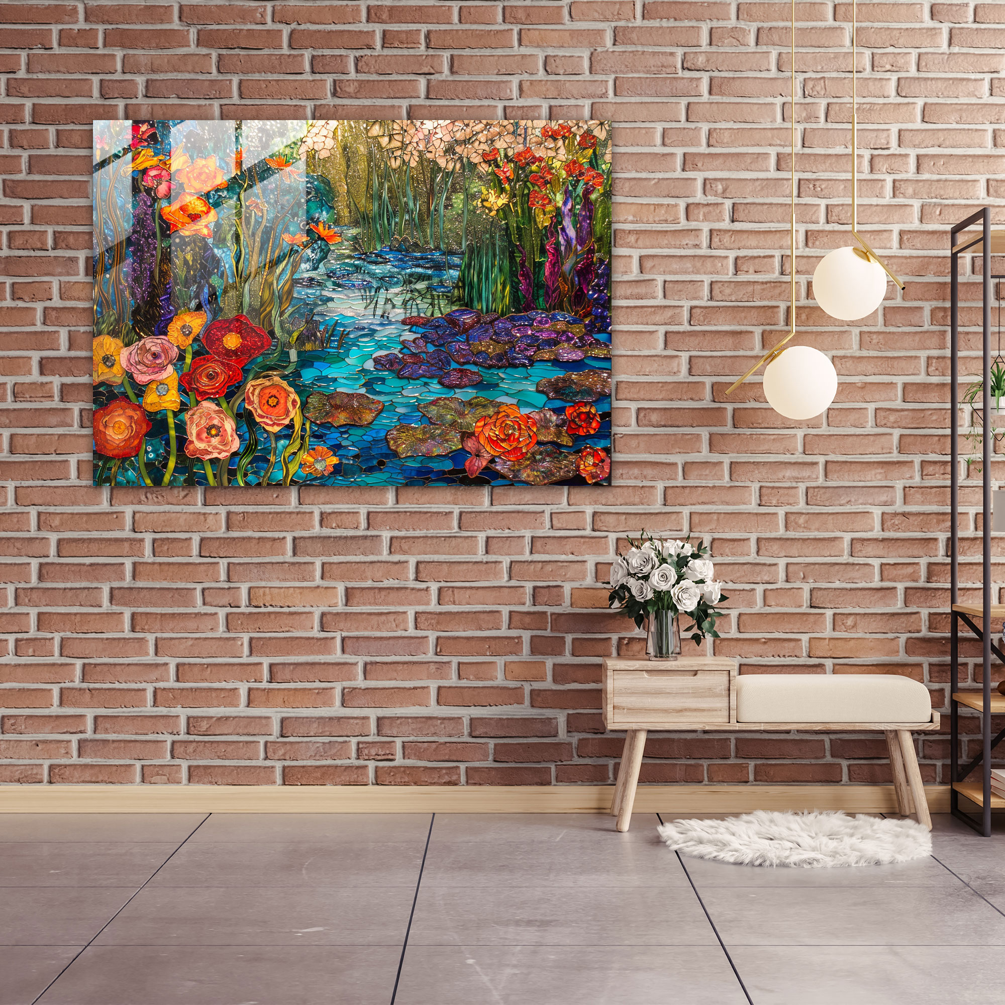 Claude Monet Garden Scene Glass Wall Art - Claude Monet, Claude Monet, Glass Wall Art, Modern Art