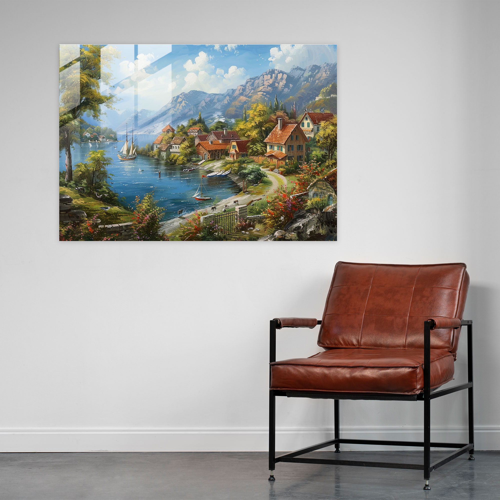 Claude Monet Waterfront Village Wall Decoration - Claude Monet, Wall Decoration, Home Decoration, Glass Wall Art
