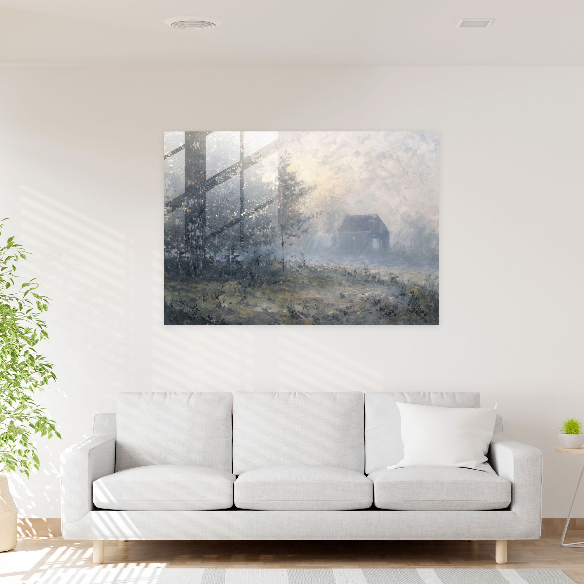 Claude Monet Misty Morning Modern Art - Claude Monet, Home Decoration, Wall Decoration, Glass Print
