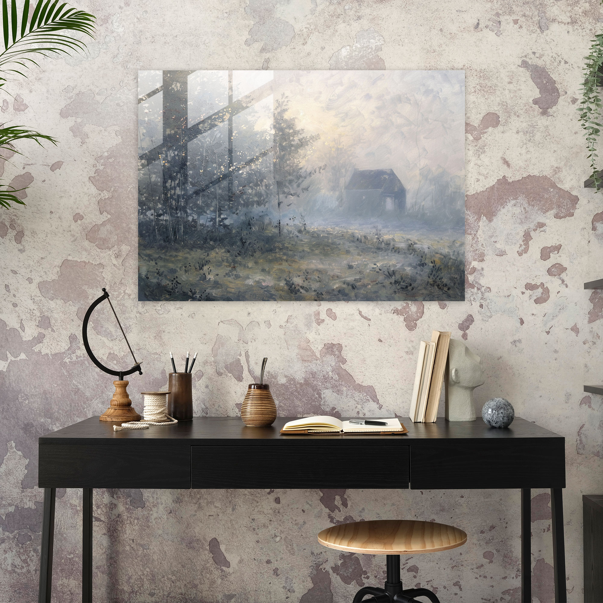 Claude Monet Misty Morning Modern Art - Claude Monet, Home Decoration, Wall Decoration, Glass Print