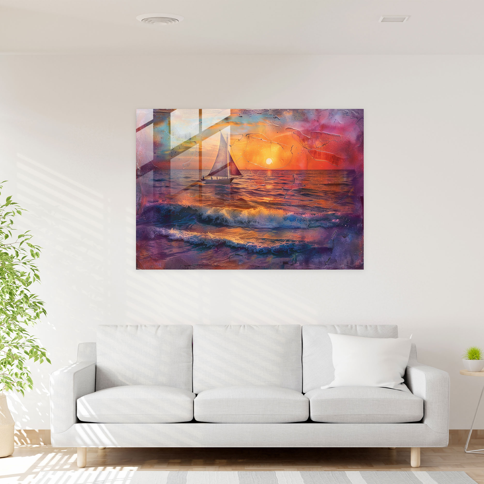 Claude Monet Seaside Sunset Glass Wall Art - Claude Monet, Modern Art, Glass Print, Wall Decoration