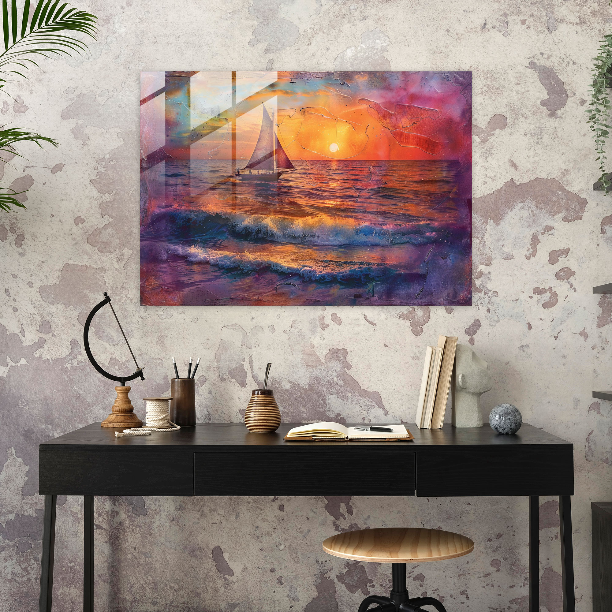 Claude Monet Seaside Sunset Glass Wall Art - Claude Monet, Modern Art, Glass Print, Wall Decoration
