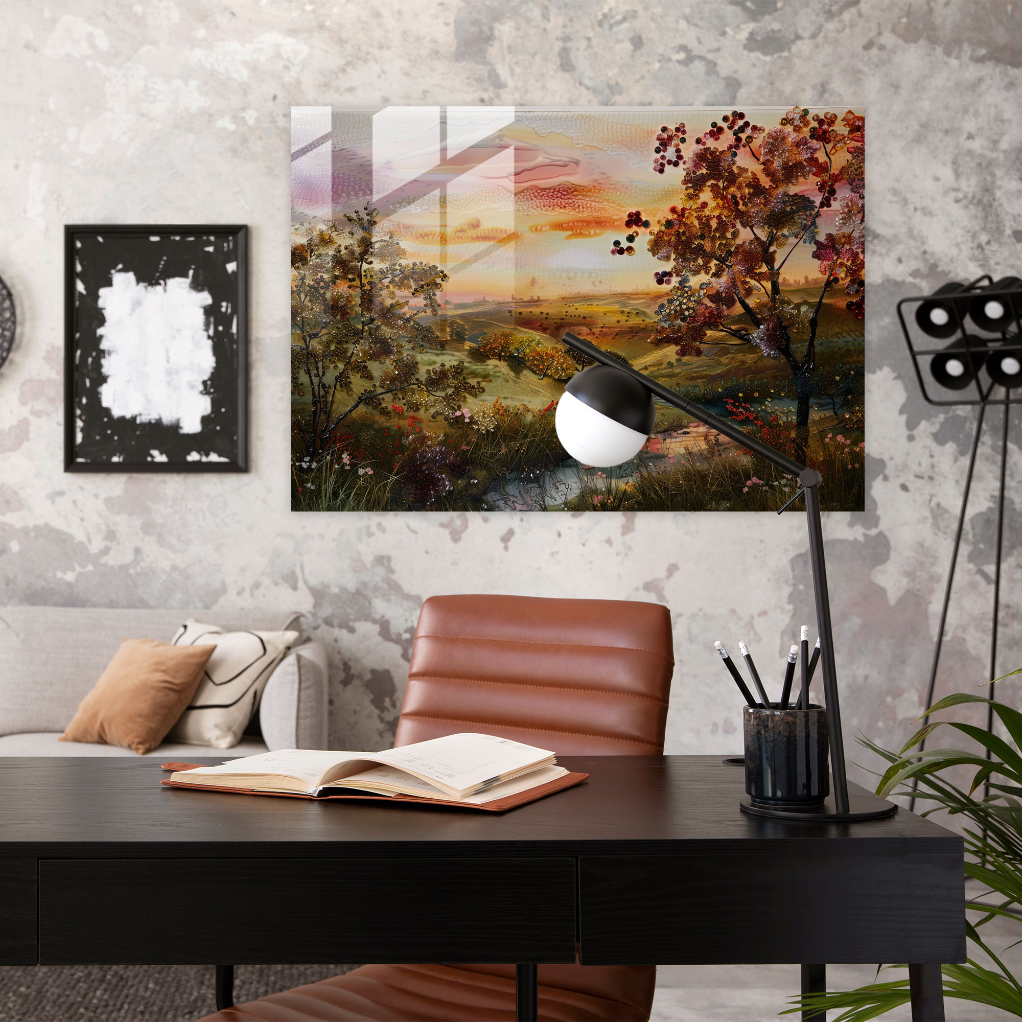 Claude Monet Dusk Countryside Glass Art - Claude Monet, Glass Wall Art, Home Decoration, Glass Art