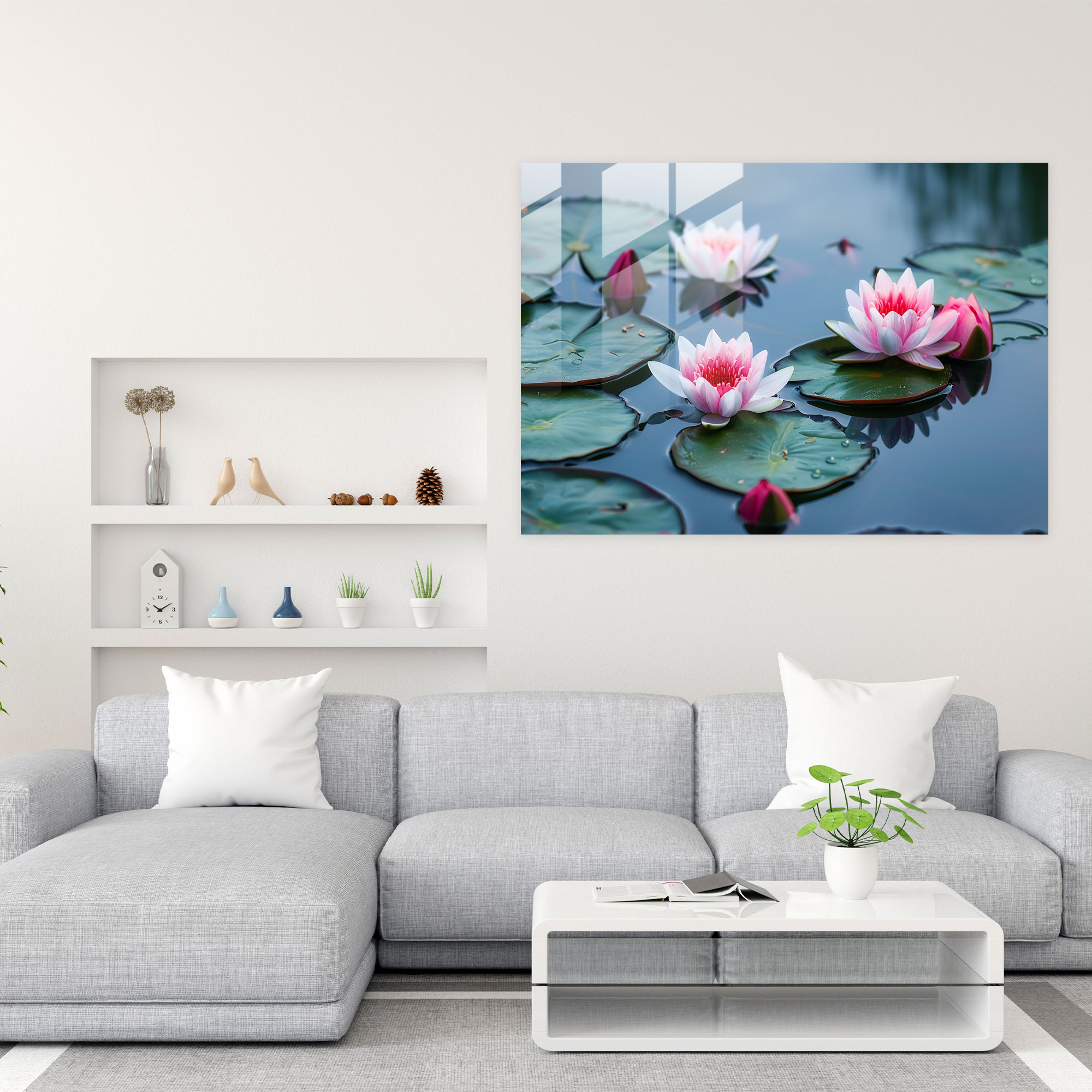 Claude Monet Water Lilies Glass Print - Claude Monet, Home Decoration, Glass Wall Art, Glass Art