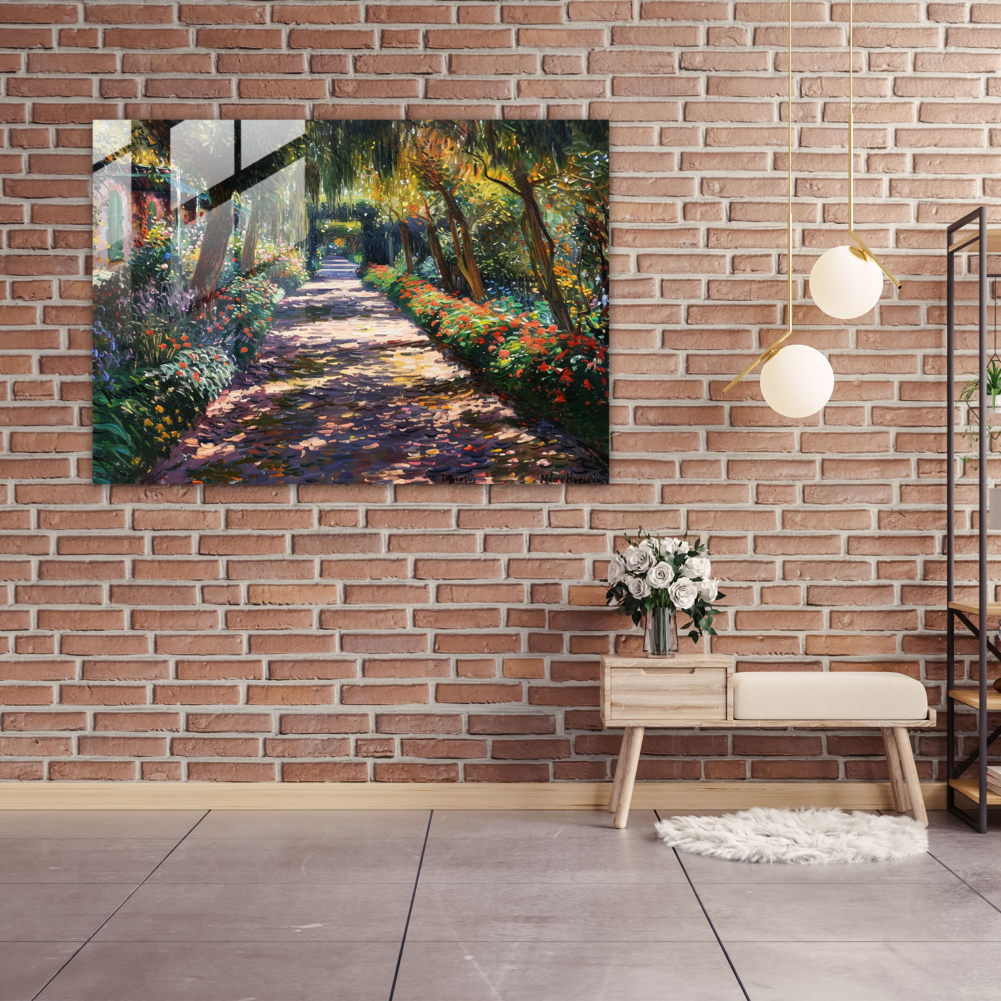 Garden At Giverny Claude Monet Home Decoration - Claude Monet, Glass Art, Glass Wall Art, Glass Print