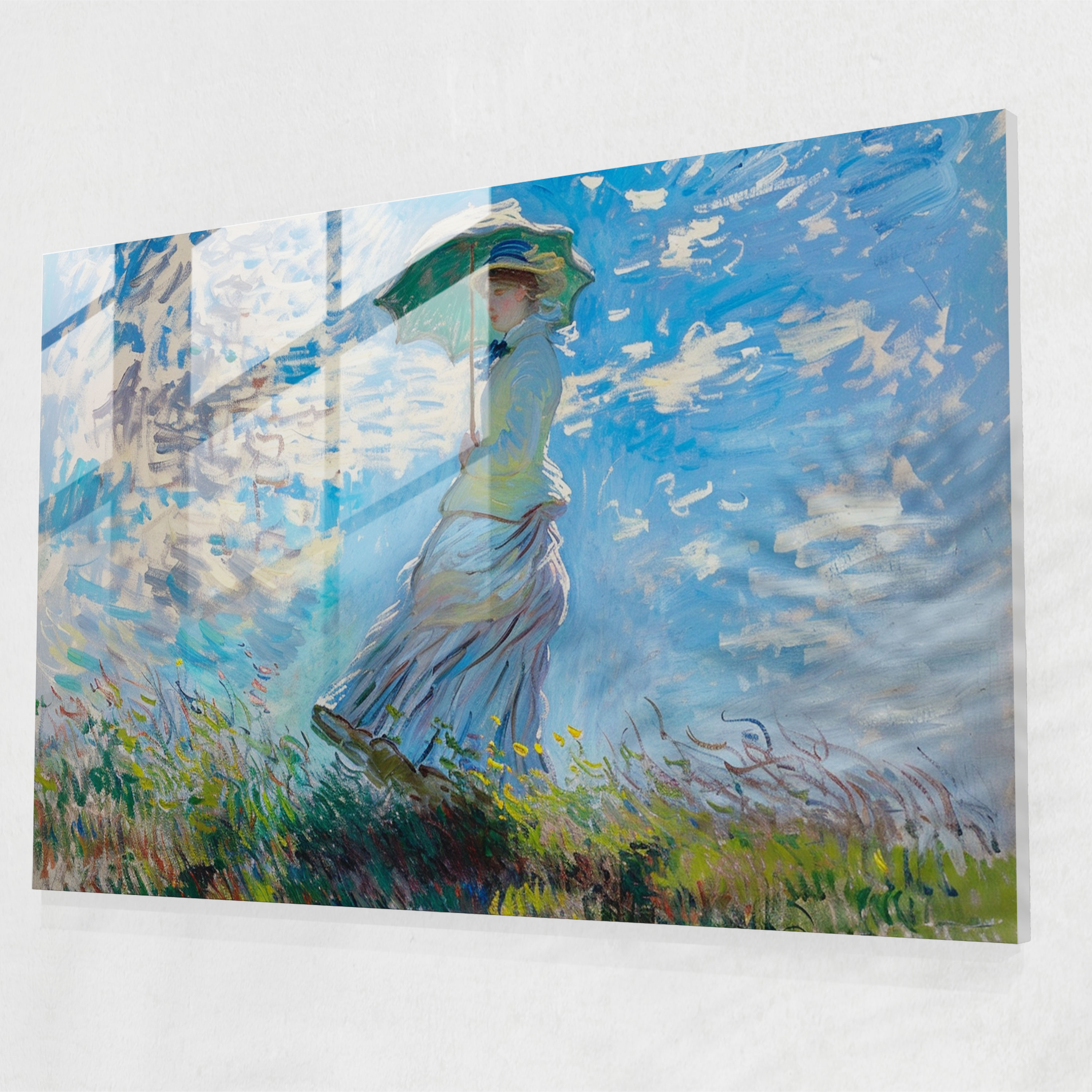 Woman With A Parasol Claude Monet Modern Art - Claude Monet, Glass Art, Claude Monet, Wall Decoration