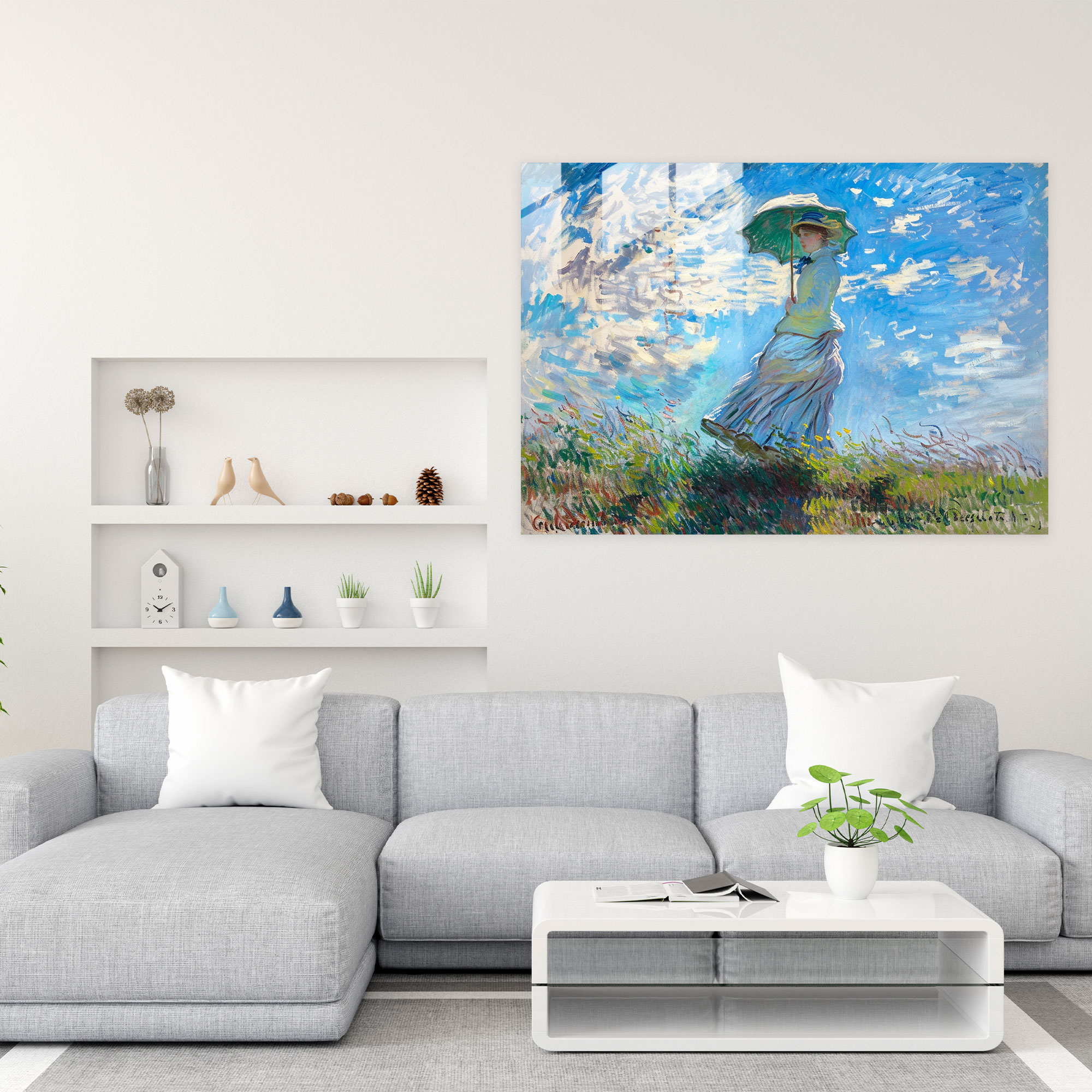 Woman With A Parasol Claude Monet Modern Art - Claude Monet, Glass Art, Claude Monet, Wall Decoration