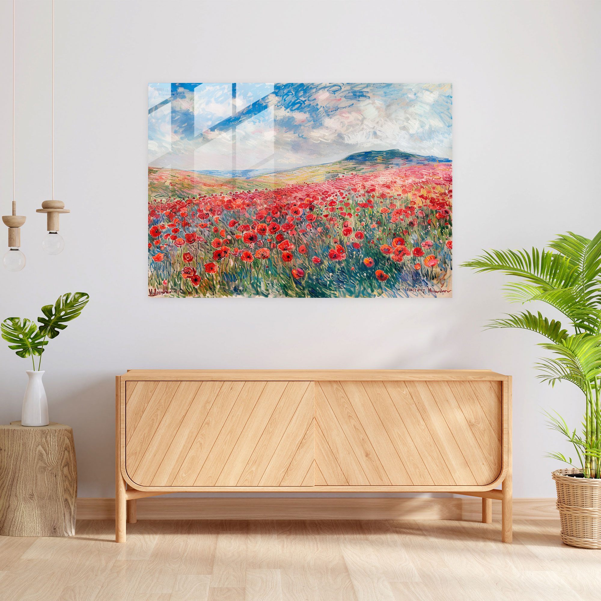 Poppy Field Claude Monet Glass Print - Claude Monet, Modern Art, Glass Wall Art, Wall Decoration