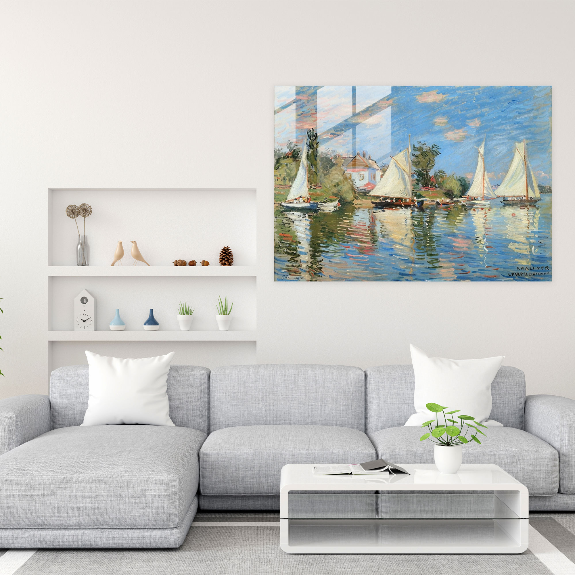 Sailboats At Argenteuil Claude Monet Home Decoration - Claude Monet, Glass Art, Claude Monet, Modern Art