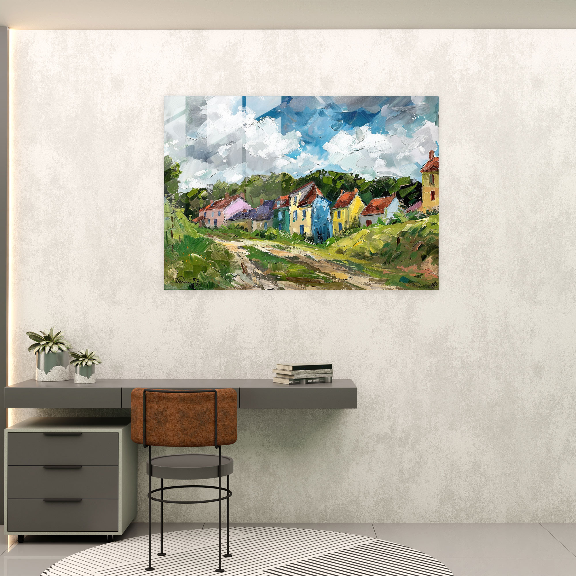 Claude Monet Village Glass Print - Claude Monet, Glass Print, Modern Art, Home Decoration