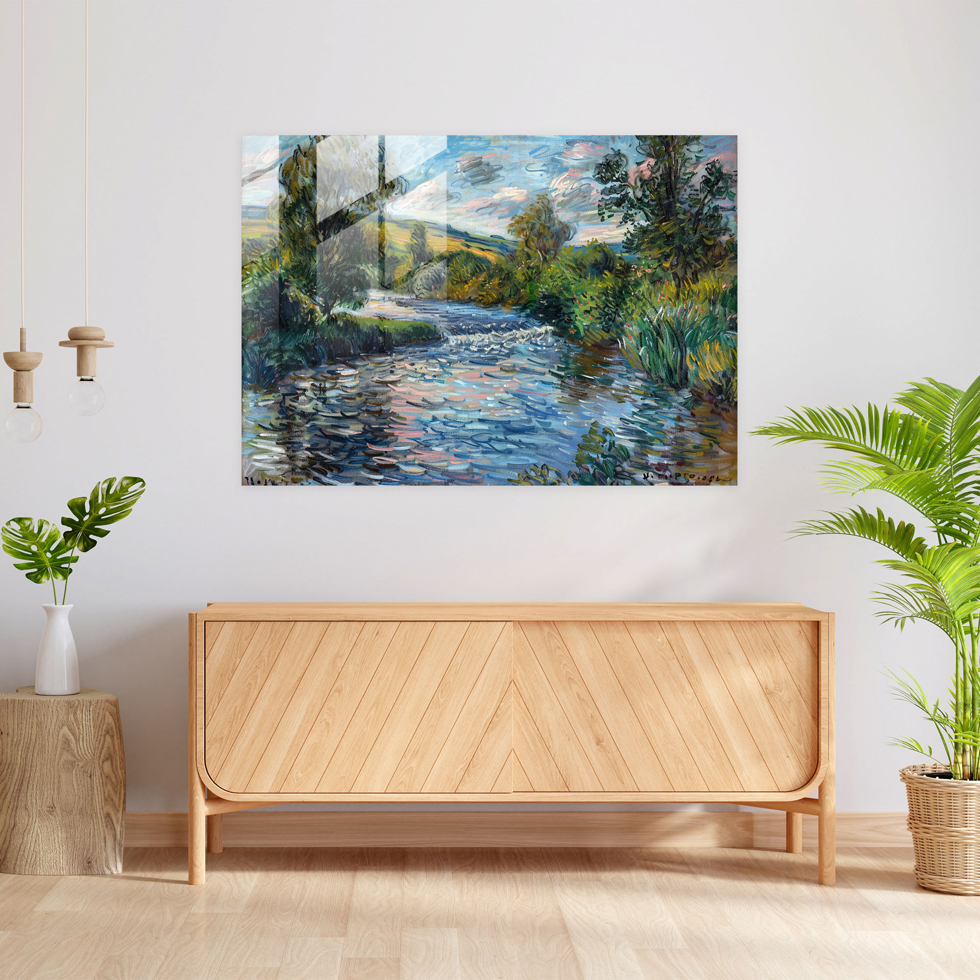 Claude Monet River Glass Print - Claude Monet, Modern Art, Glass Art, Wall Decoration