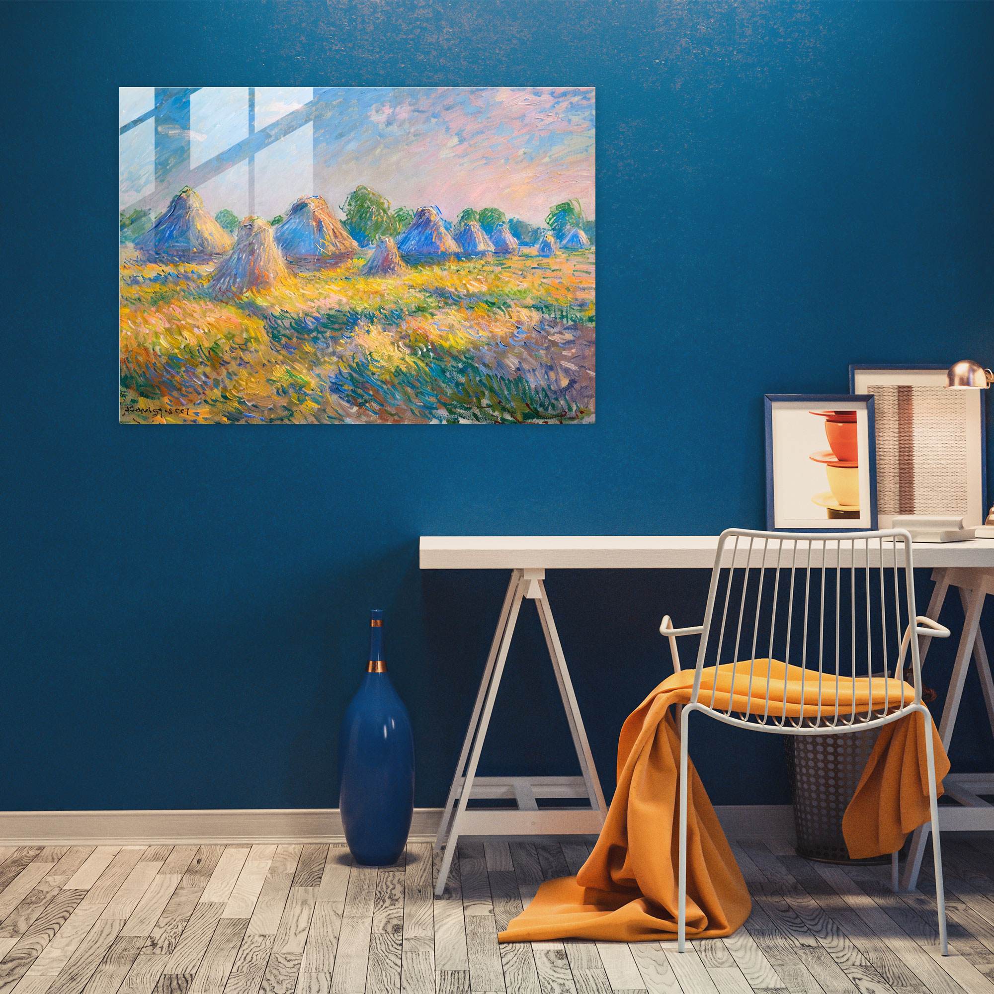 Claude Monet Haystacks Glass Art - Claude Monet, Modern Art, Claude Monet, Home Decoration