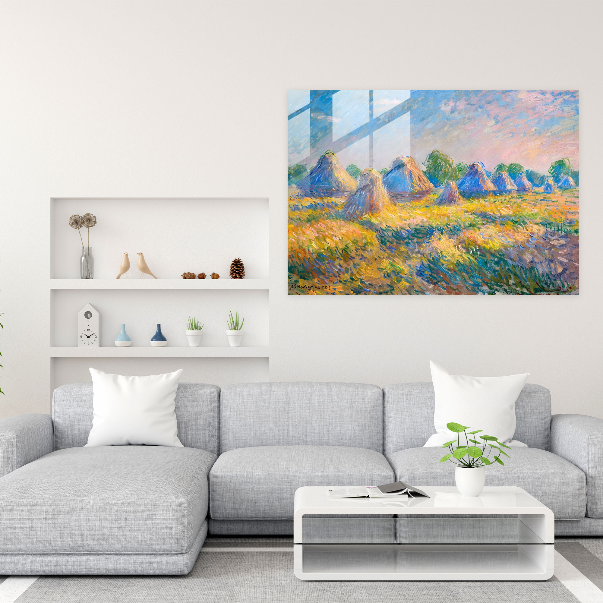 Claude Monet Haystacks Glass Art - Claude Monet, Modern Art, Claude Monet, Home Decoration