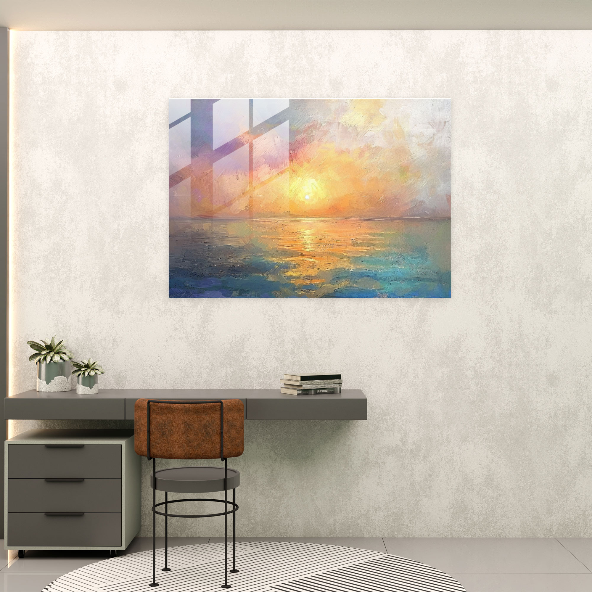 Sunrise Over The Sea Glass Print - Claude Monet, Claude Monet, Seascape, Wall Decoration