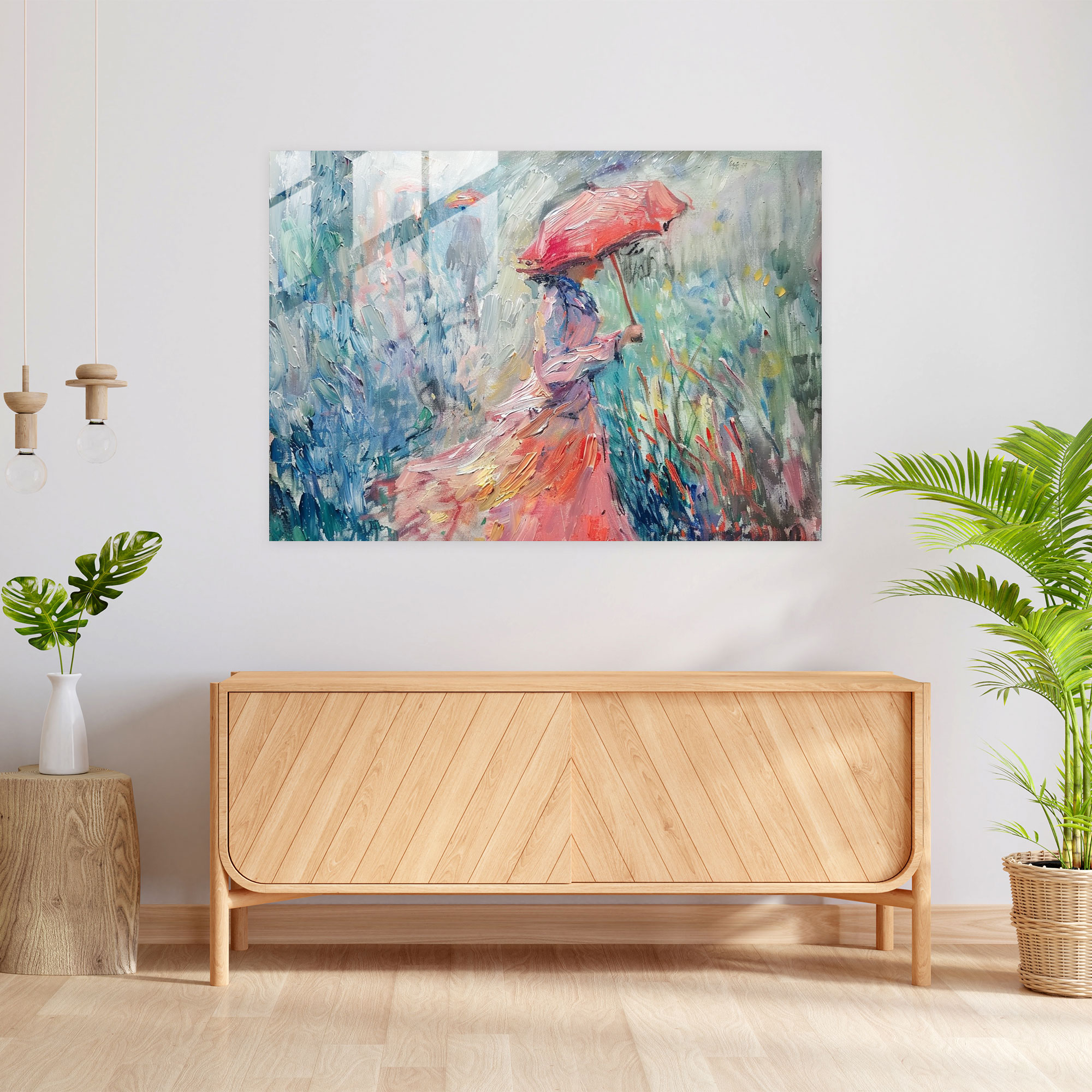 Woman With A Parasol Glass Wall Art - Claude Monet, Home Decoration, Claude Monet, Glass Wall Art
