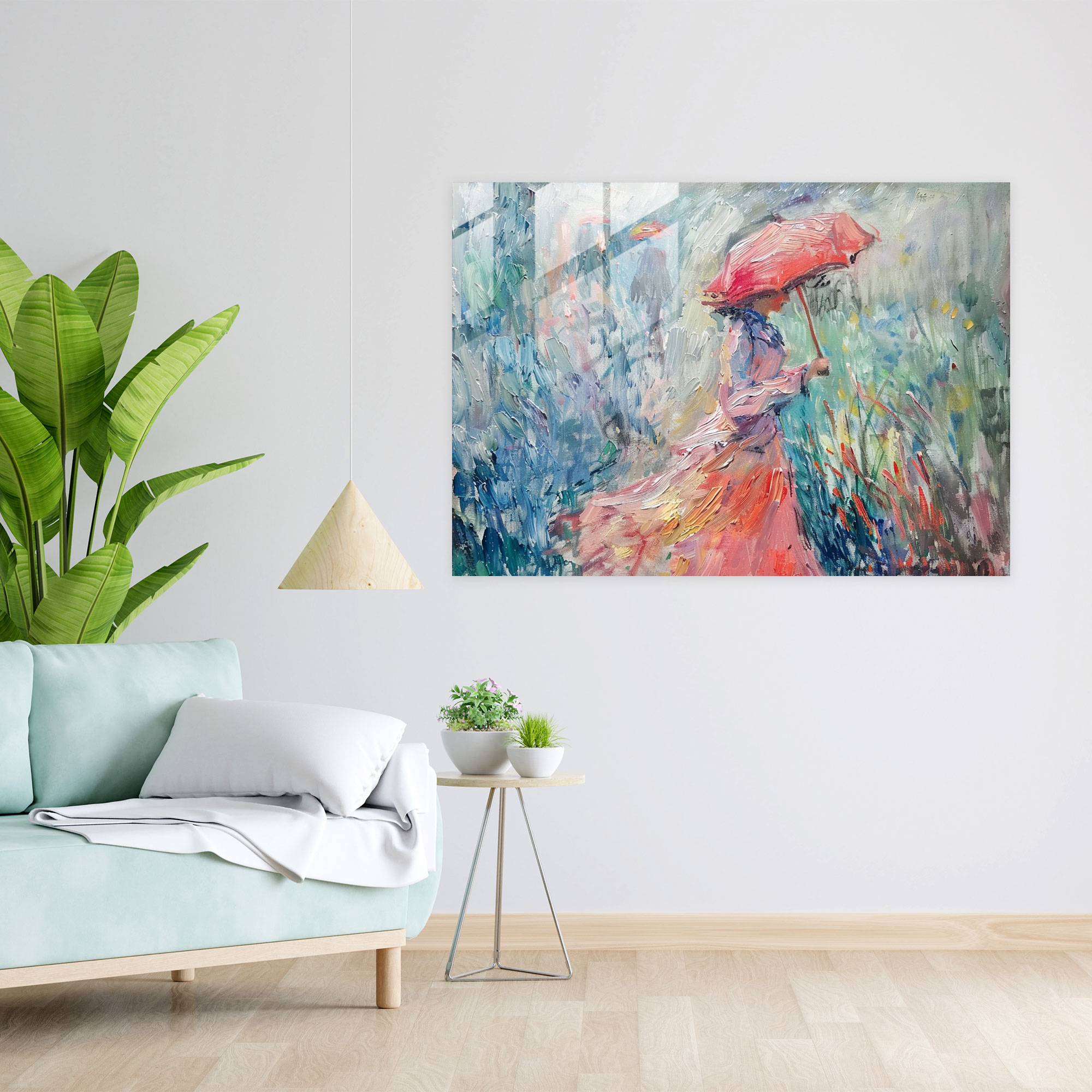 Woman With A Parasol Glass Wall Art - Claude Monet, Home Decoration, Claude Monet, Glass Wall Art