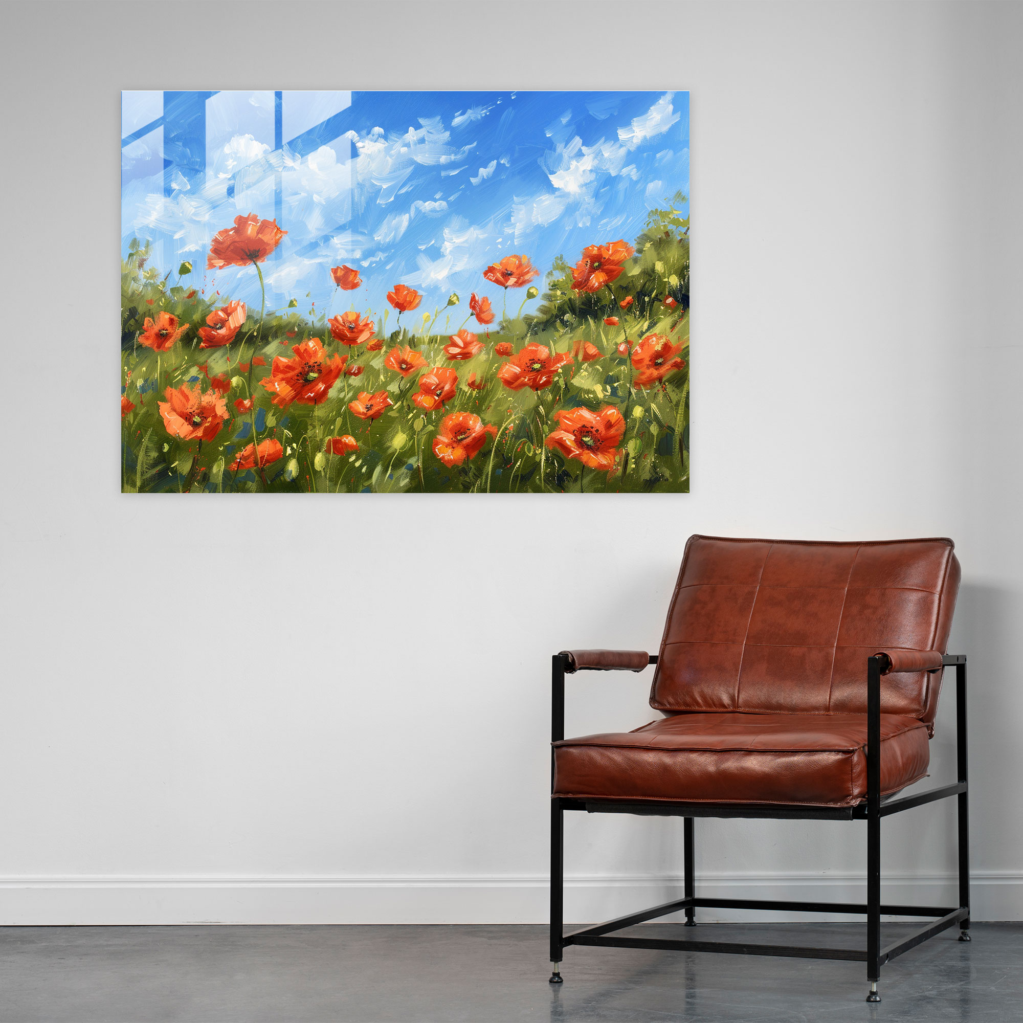 Field Of Poppies Glass Print - Claude Monet, Glass Print, Bright Blue Sky, Wall Decoration