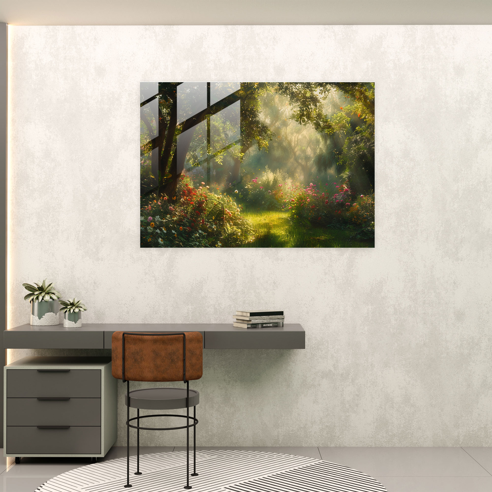 Sunlit Garden Glass Print - Claude Monet, Lush Garden, Wall Decoration, Modern Art