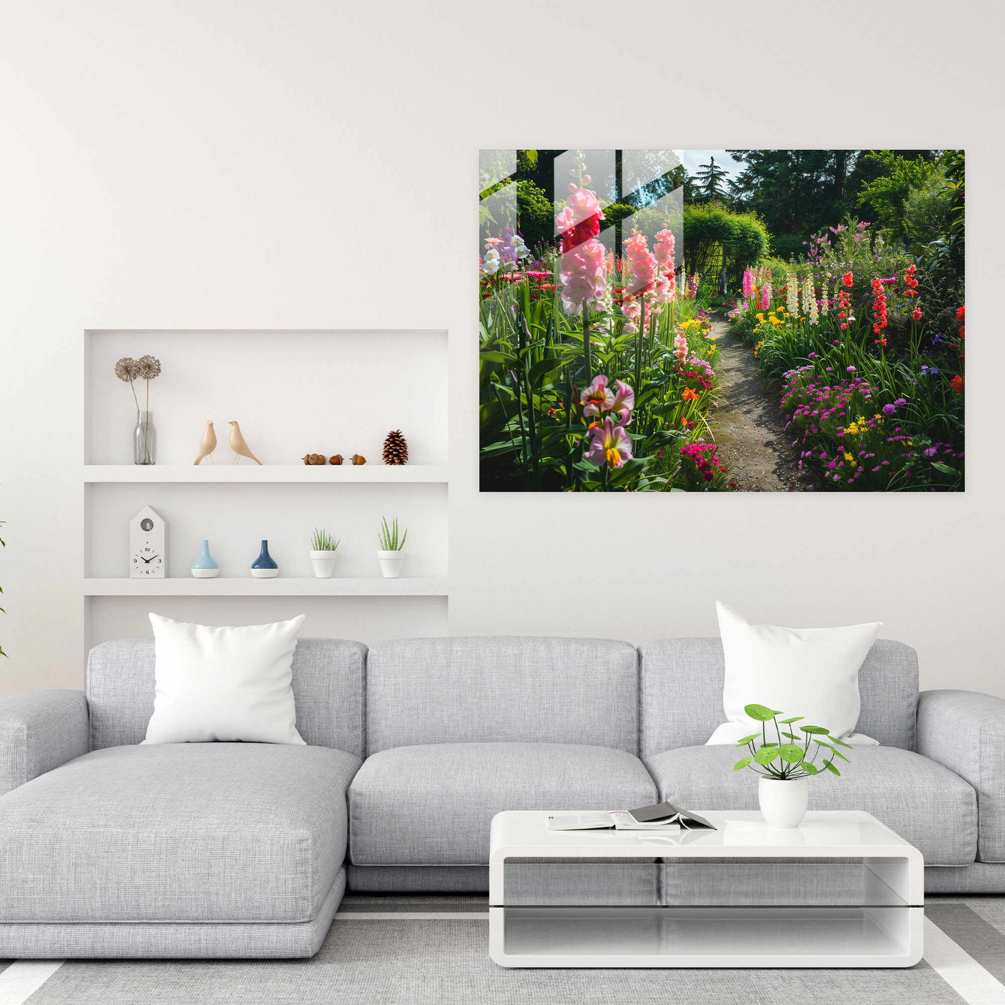 Colorful Garden Glass Print - Claude Monet, Glass Art, Colorful Flowers, Home Decoration