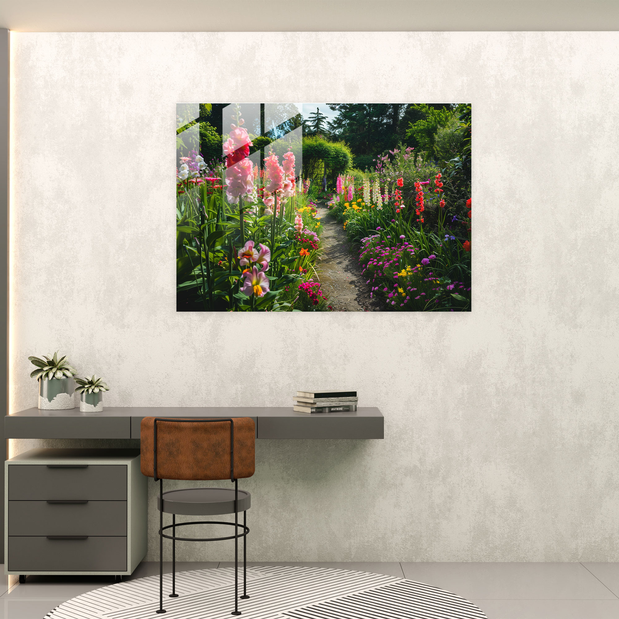 Colorful Garden Glass Print - Claude Monet, Glass Art, Colorful Flowers, Home Decoration