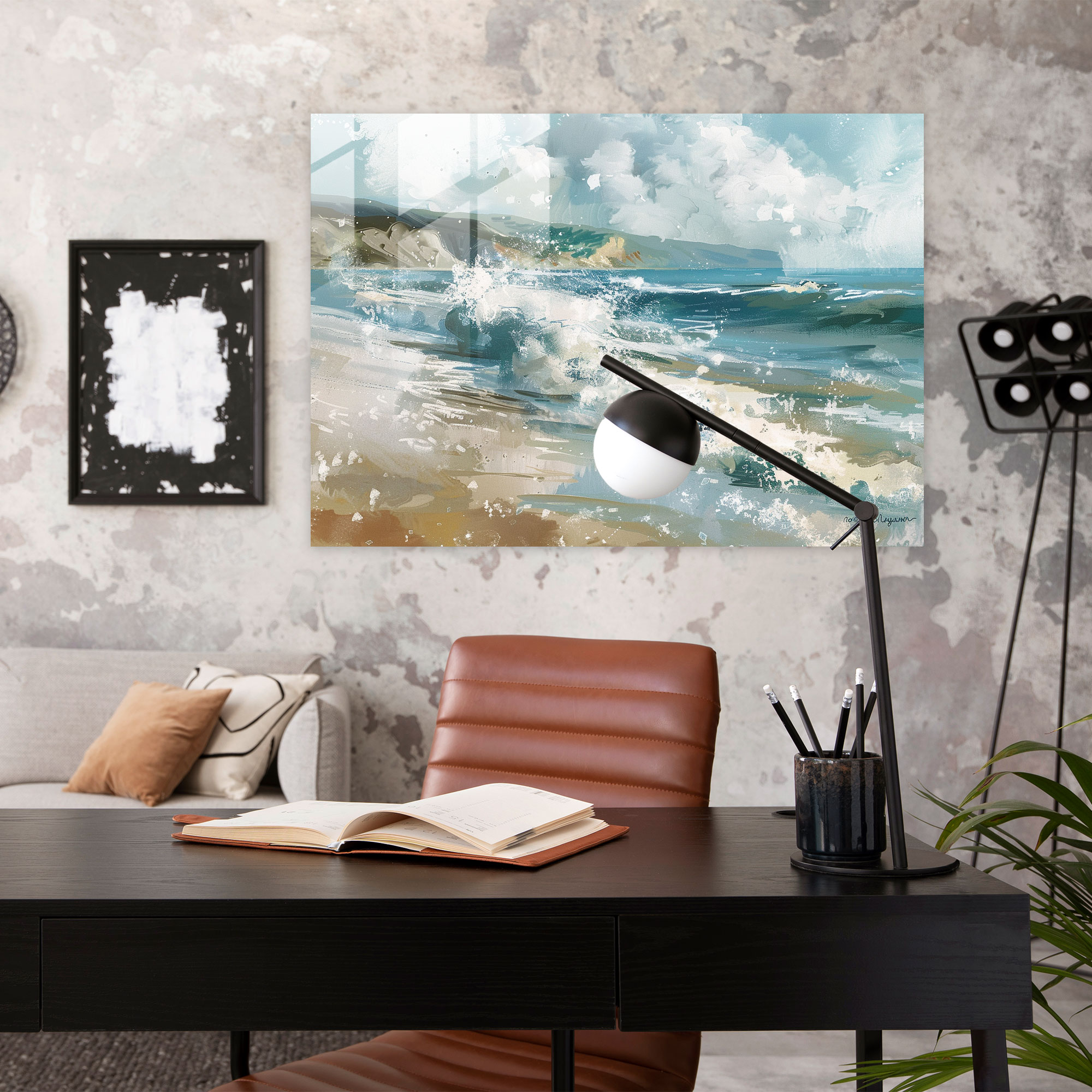 Seaside Waves Glass Print - Claude Monet, Glass Wall Art, Crashing Waves, Glass Art