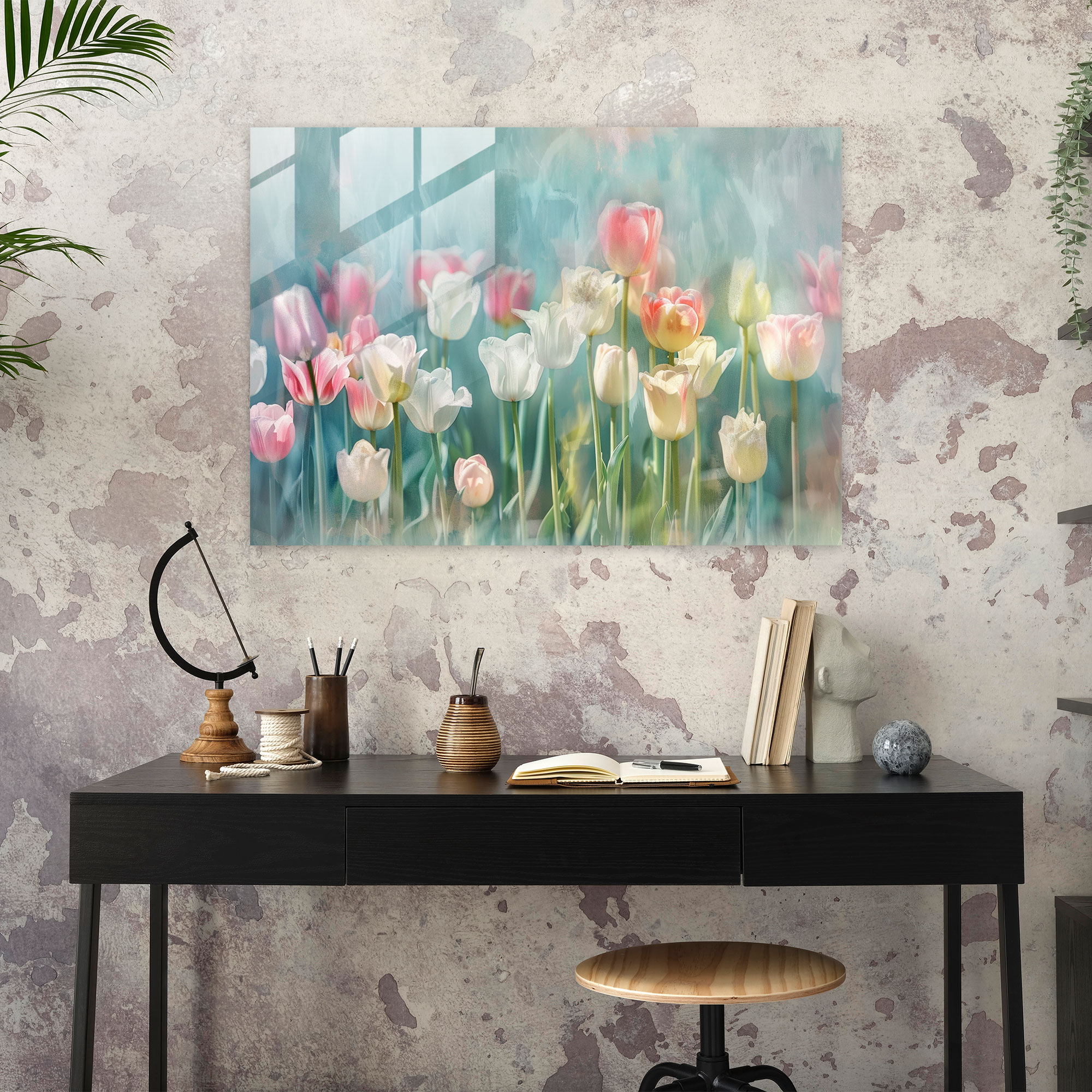 Tulip Field Glass Print - Claude Monet, Glass Wall Art, Home Decoration, Tulip Field