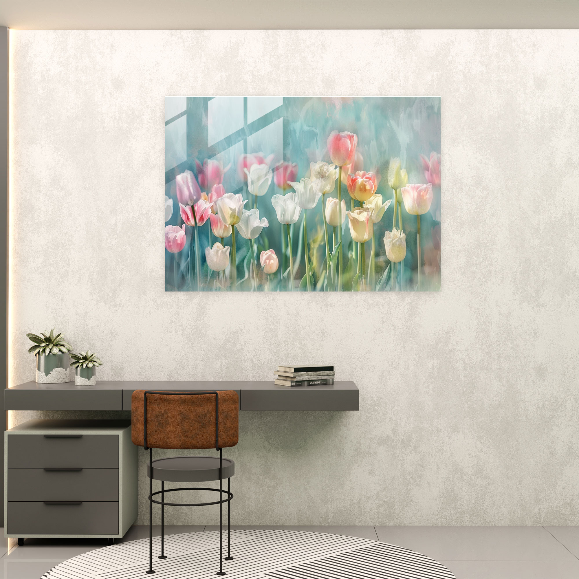 Tulip Field Glass Print - Claude Monet, Glass Wall Art, Home Decoration, Tulip Field