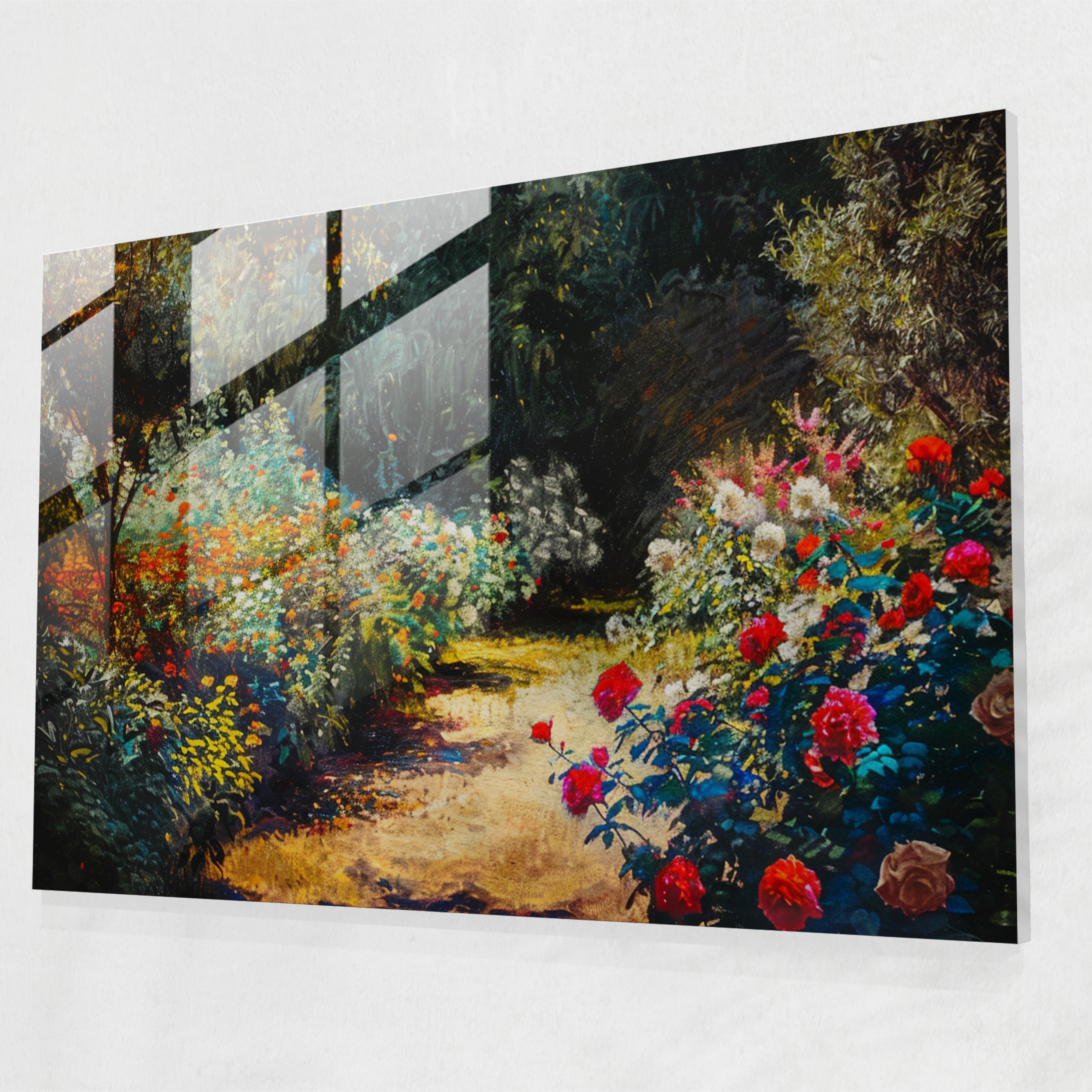 Claude Monet Glass Wall Art - Impressionist Garden On A Sunny Day - Claude Monet, Glass Wall Art, Sunny Day, Home Decoration