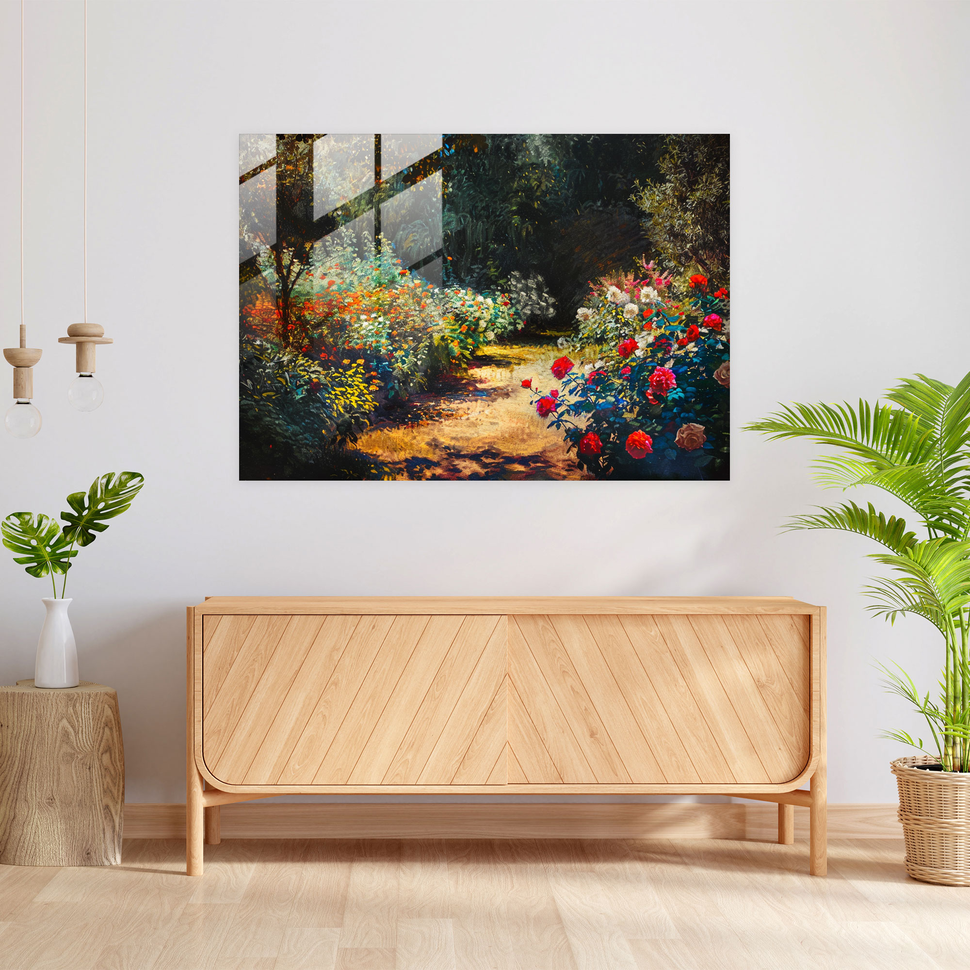 Claude Monet Glass Wall Art - Impressionist Garden On A Sunny Day - Claude Monet, Glass Wall Art, Sunny Day, Home Decoration