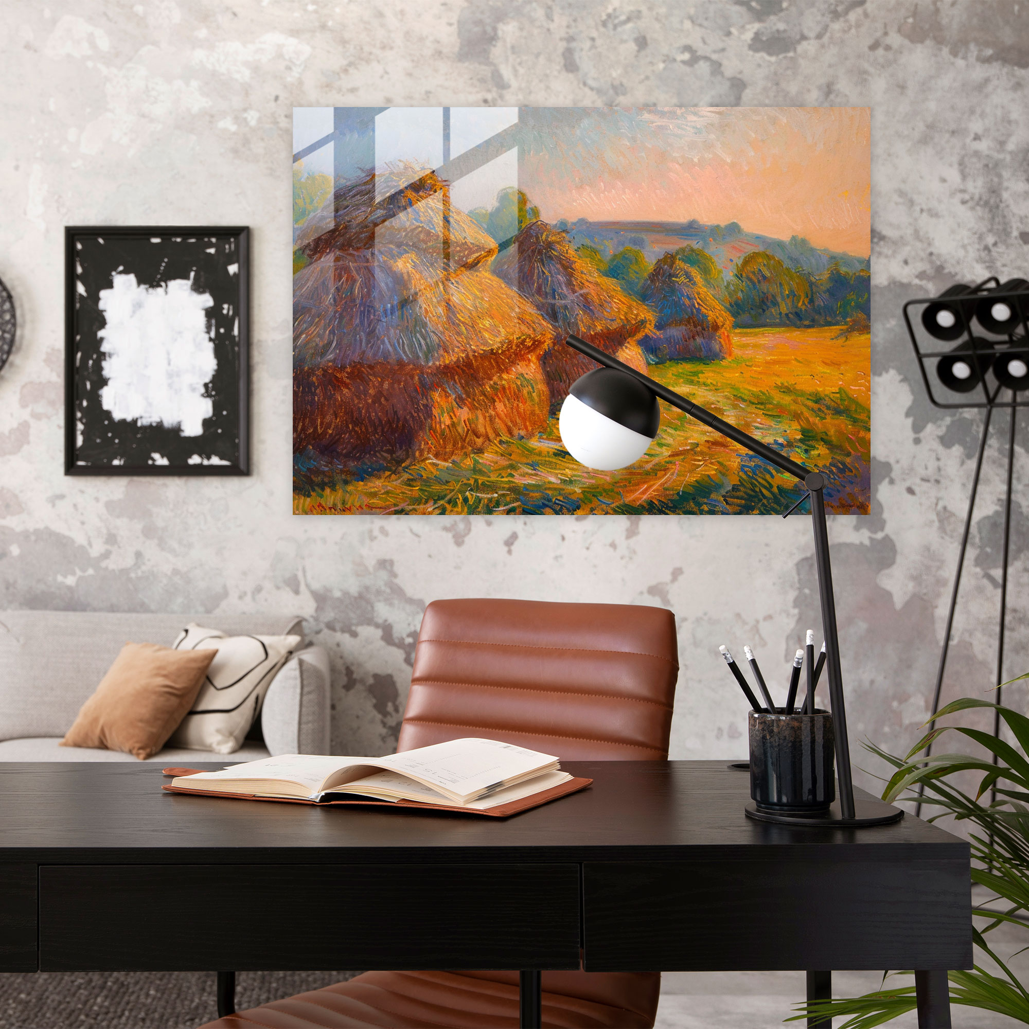 Claude Monet Wall Decoration - Golden Light On Haystacks Painting - Claude Monet, Claude Monet, Home Decoration, Modern Art