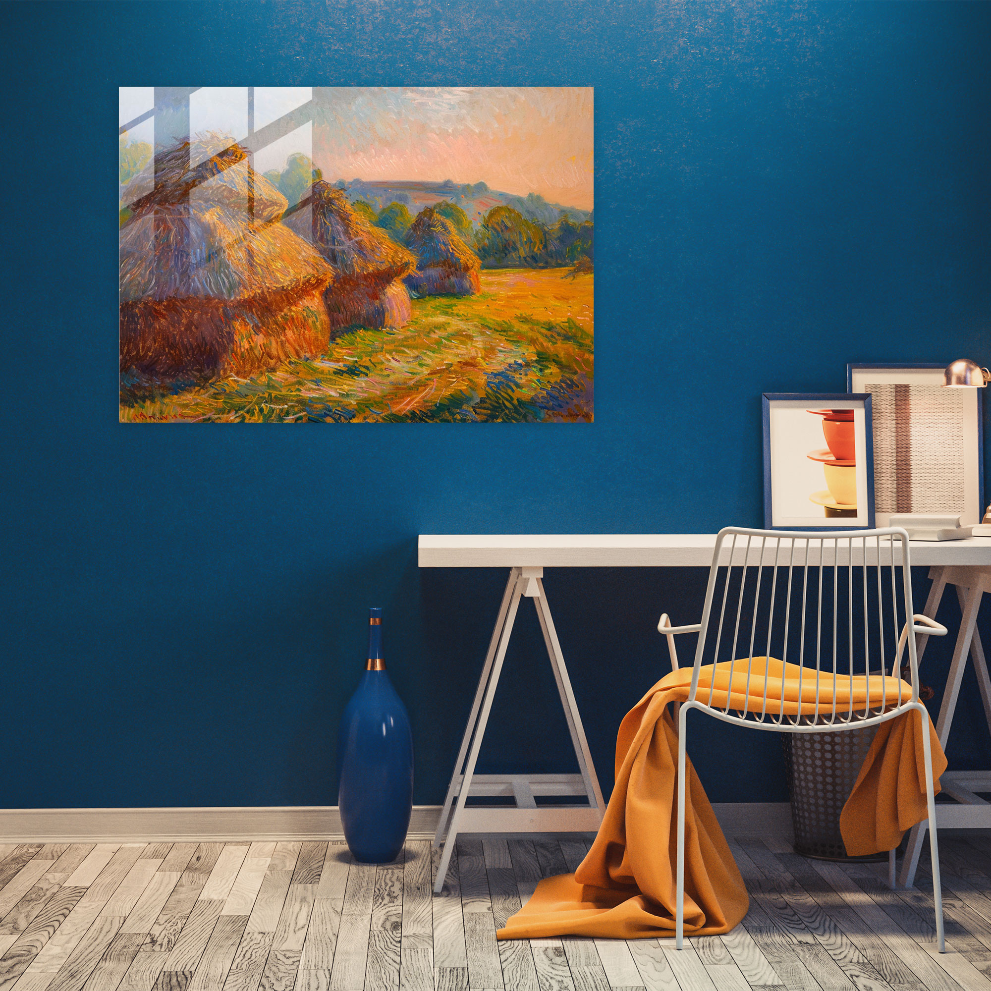 Claude Monet Wall Decoration - Golden Light On Haystacks Painting - Claude Monet, Claude Monet, Home Decoration, Modern Art