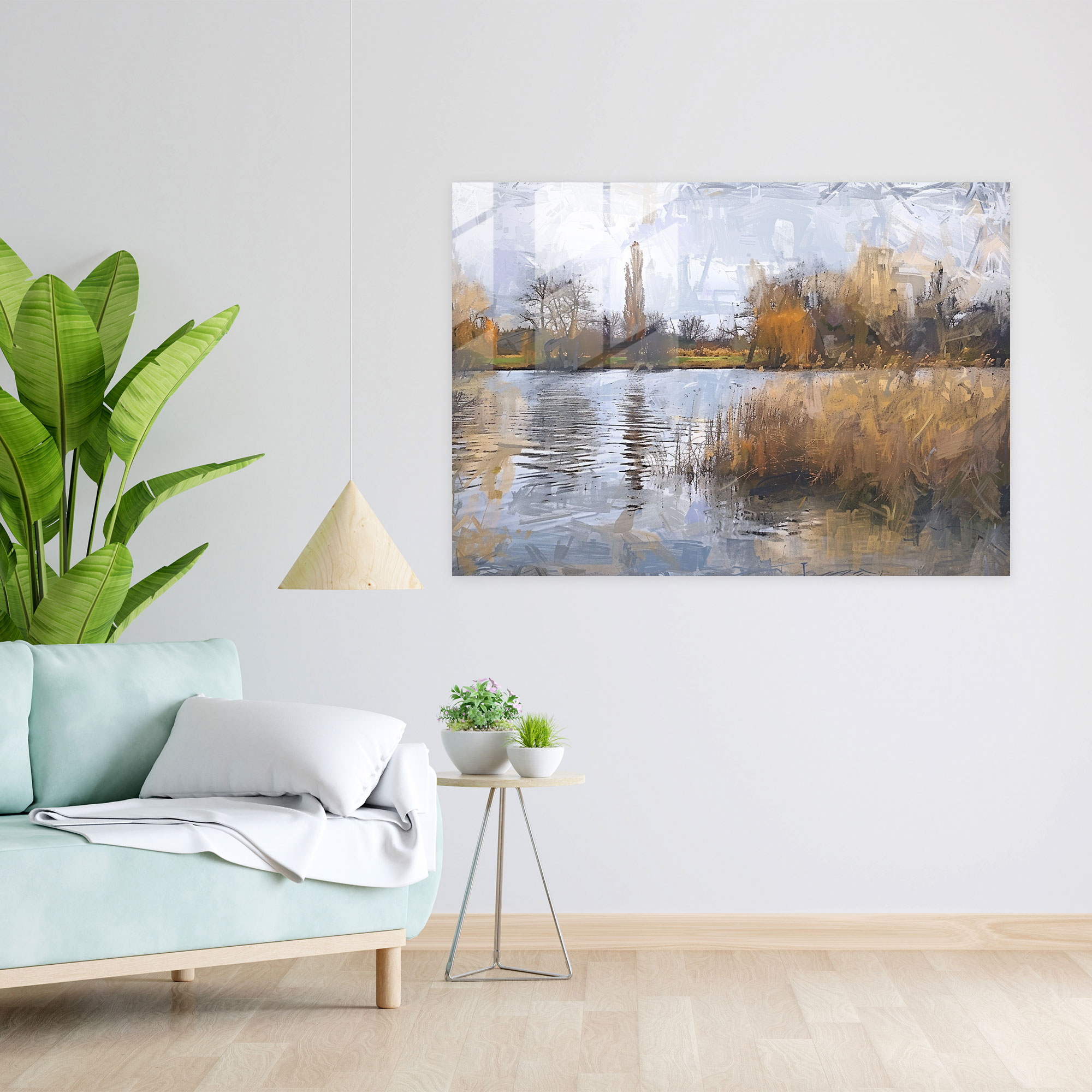 Claude Monet Modern Art - Soft Brush Strokes In Riverside Landscape - Claude Monet, Glass Wall Art, Glass Print, Wall Decoration